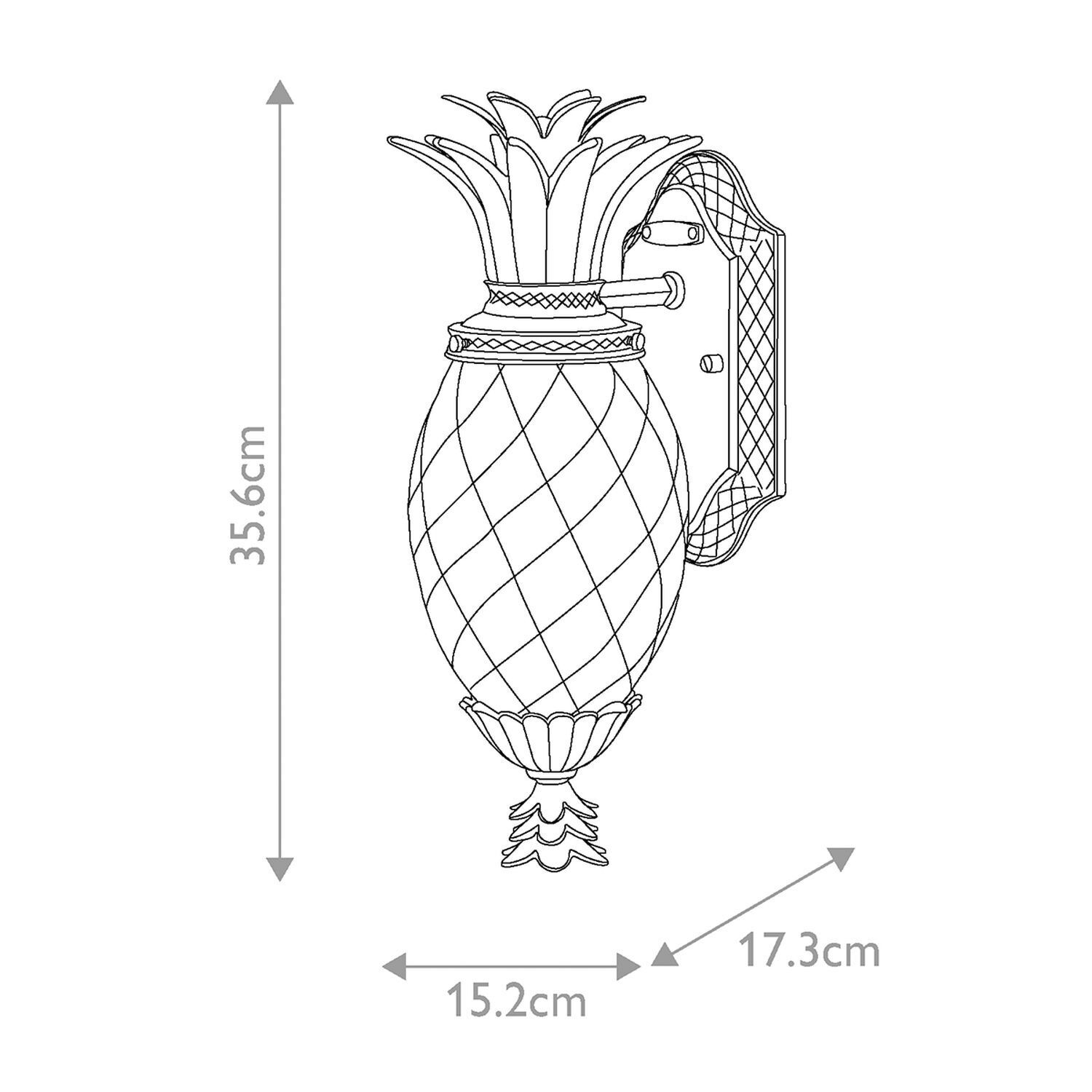 Dekorative Wandleuchte außen IP44 in Schwarz Antik Ananas Krug, Töpferei, Vase