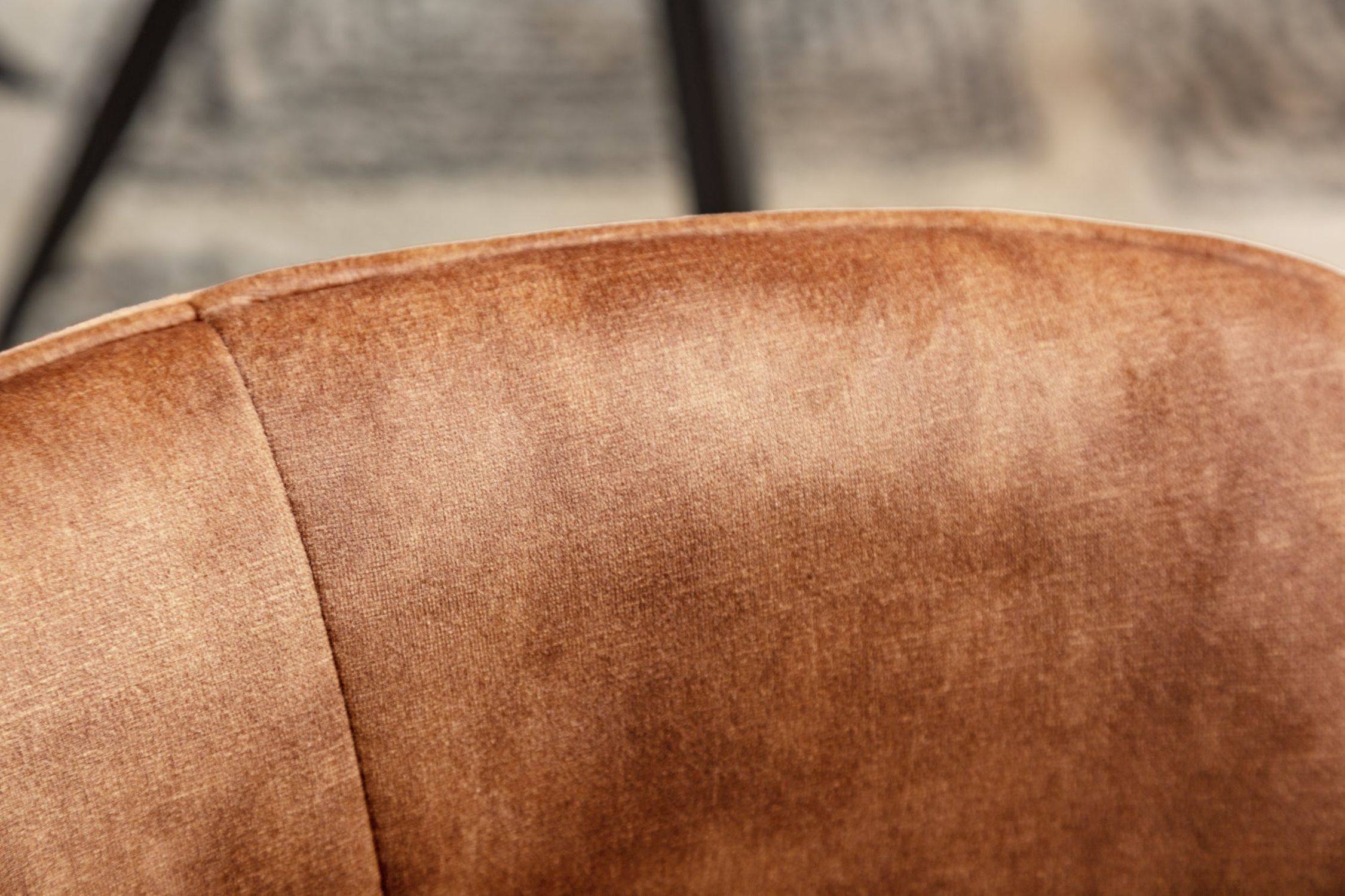 Chaise pivotante velours métal marron noir L : 58 cm avec dossier Kissen, Dekoration für Zuhause, Innenarchitektur, Holz, Textur