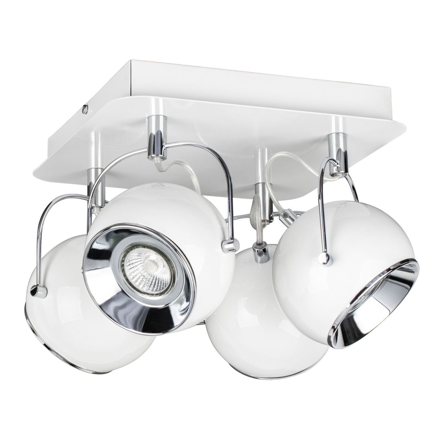 Deckenspot Weiß Metall verstellbar mit LED Vintage Beleuchtung, Zimmer, Duscharmatur, Deckenleuchte, Leuchte