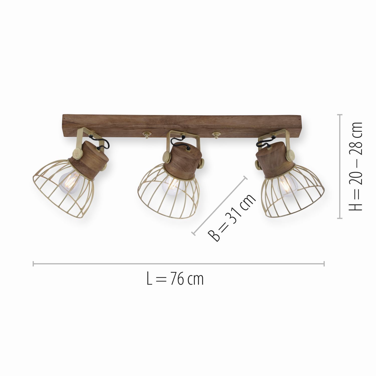 Beweglicher Deckenspot Holz Metall 76 cm E27 Vintage Leuchte, Beleuchtung