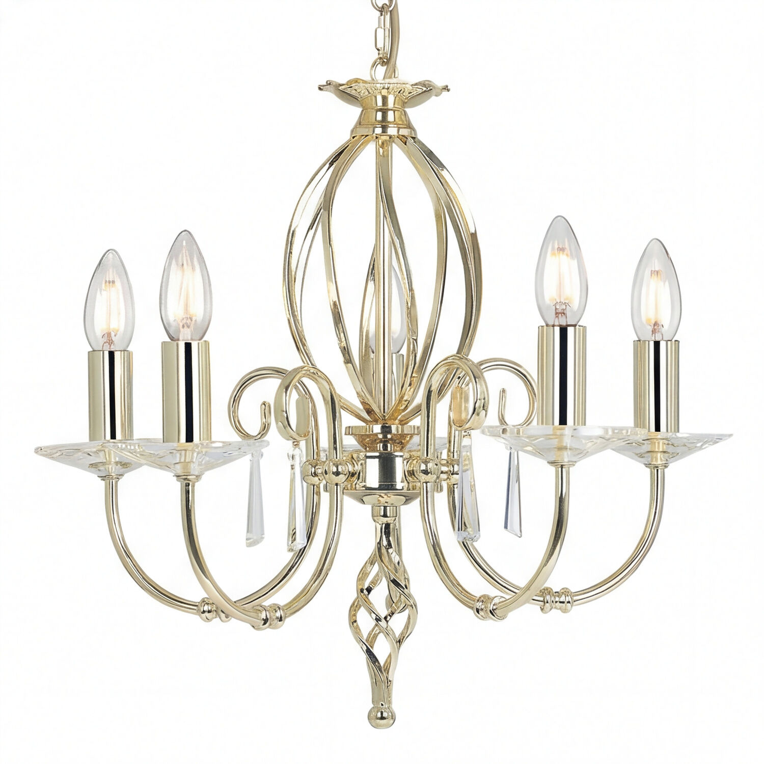 Premium Kronleuchter Messing Metall Glas E14 Ø48 cm