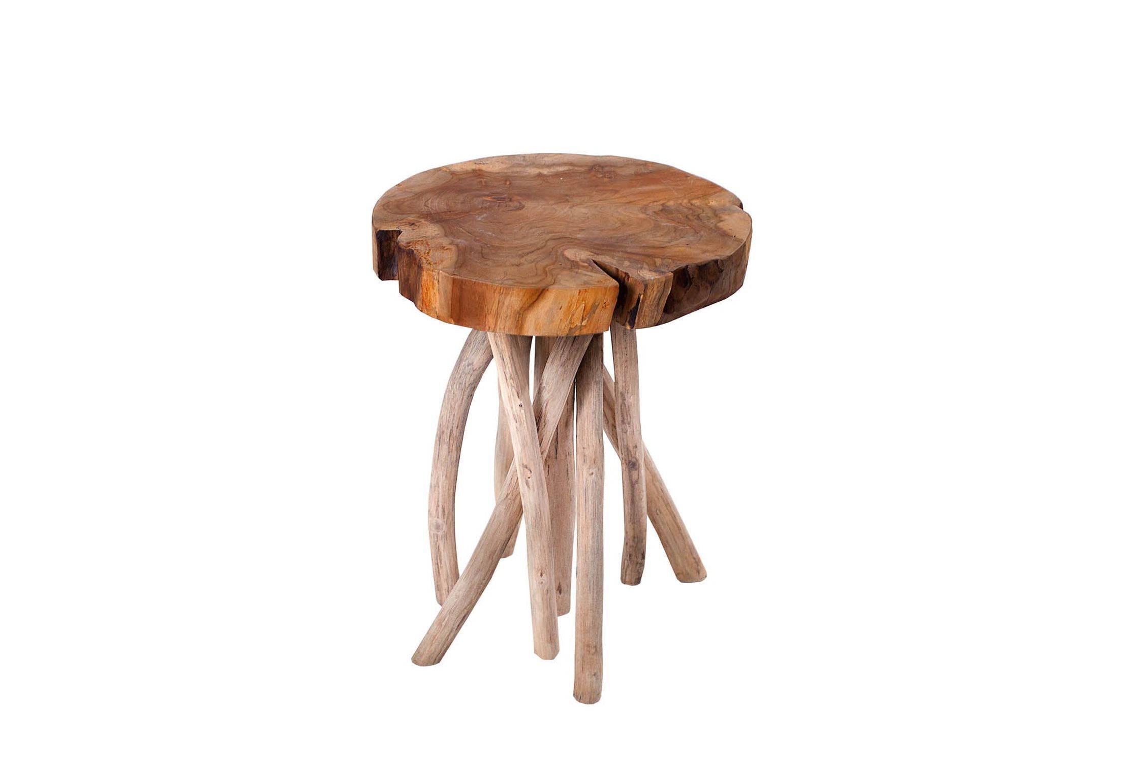 Table d'appoint en teck naturel 45x40 cm artisanale