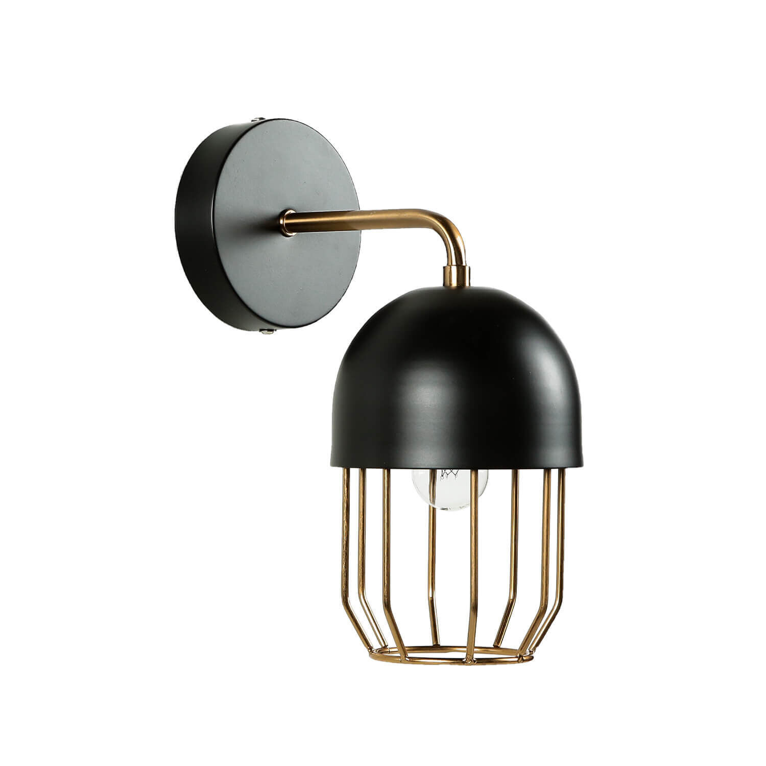 Wandleuchte Schwarz Gold E14 Metall Loft Design QUINN Leuchte, Lampe, Drinnen, Zimmer, Duscharmatur