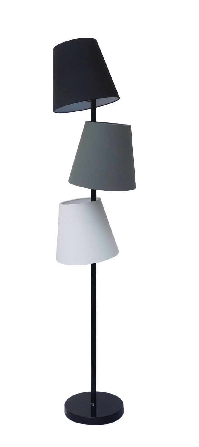 Stehlampe DJERE Grau Schwarz Leinen 163cm Modern Design