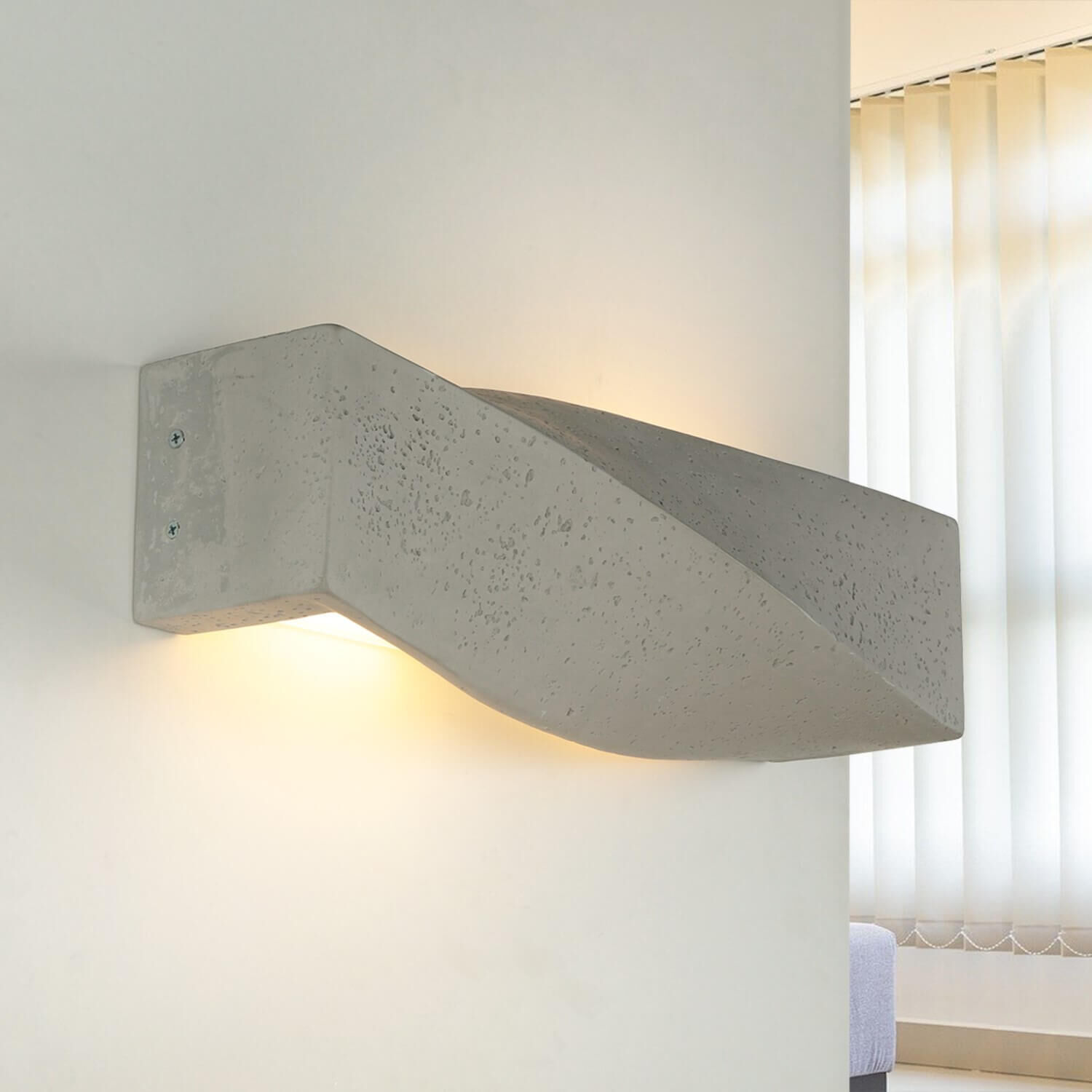 Beton Wandlampe SHANEY länglich B:45cm 2x E27 Modern Ecke
