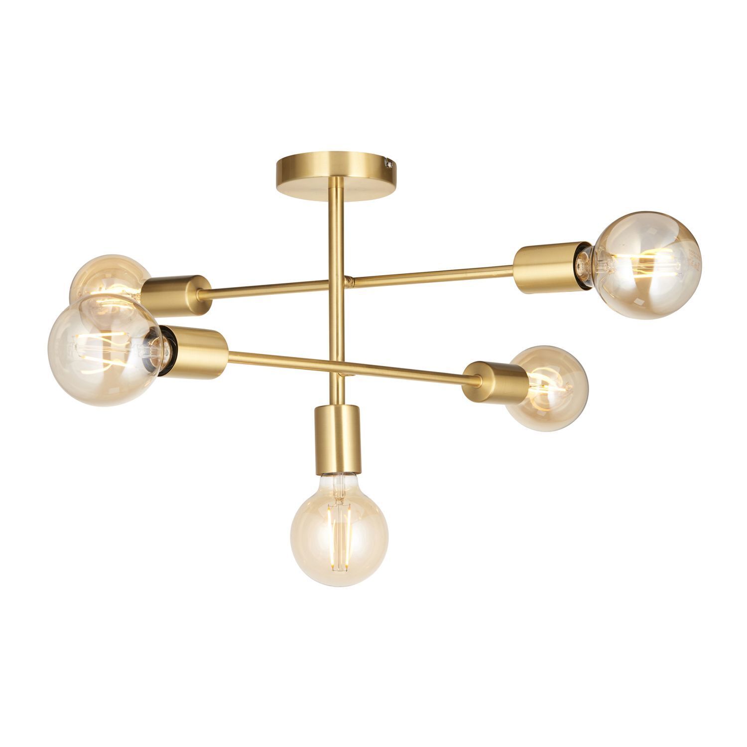 Lampe de plafonnier en métal L : 53 cm en laiton rétro pour 5x E27