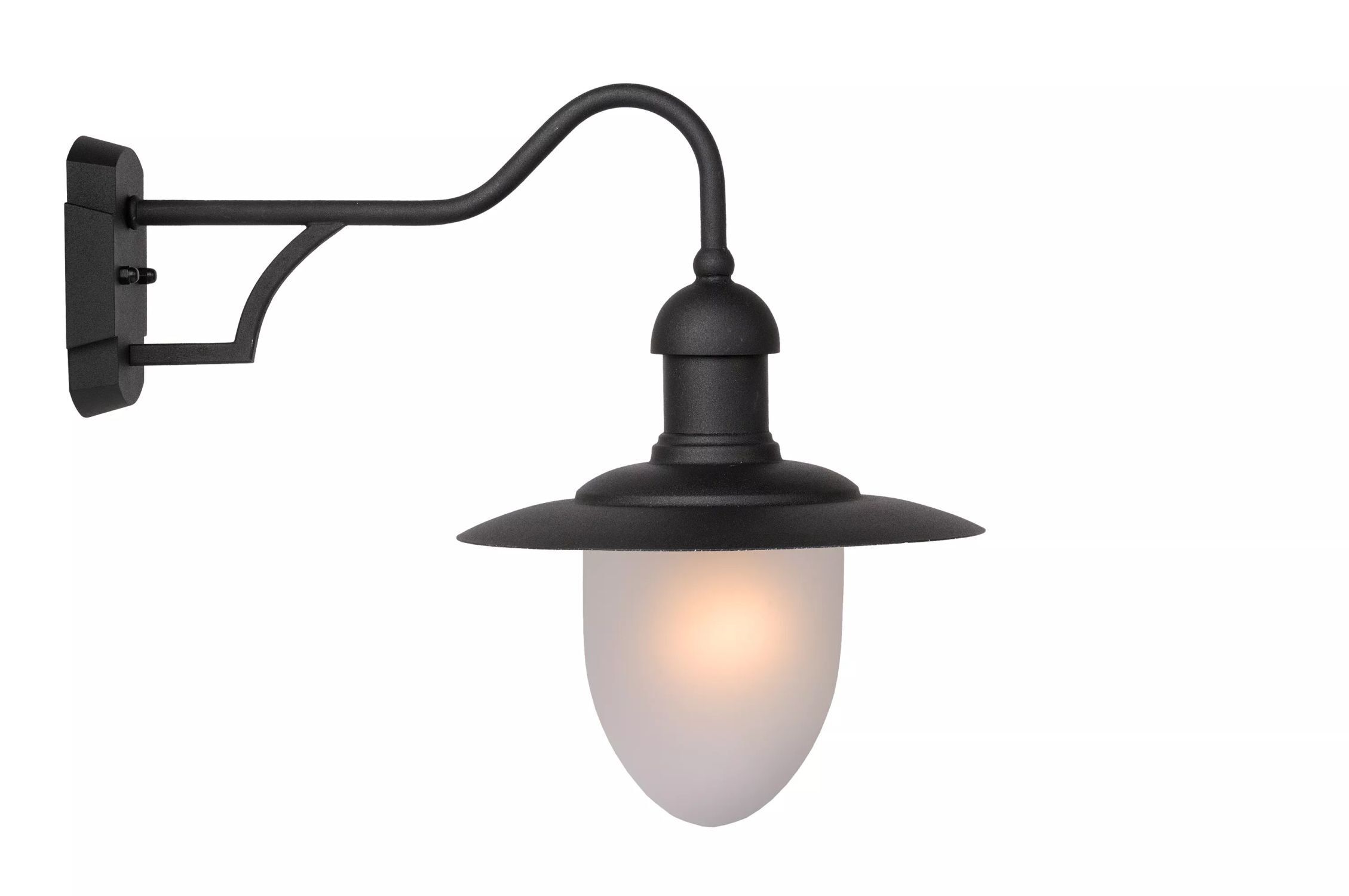 Wandlampe Metall Glas Schwarz T:44 cm IP44 Garten Hof