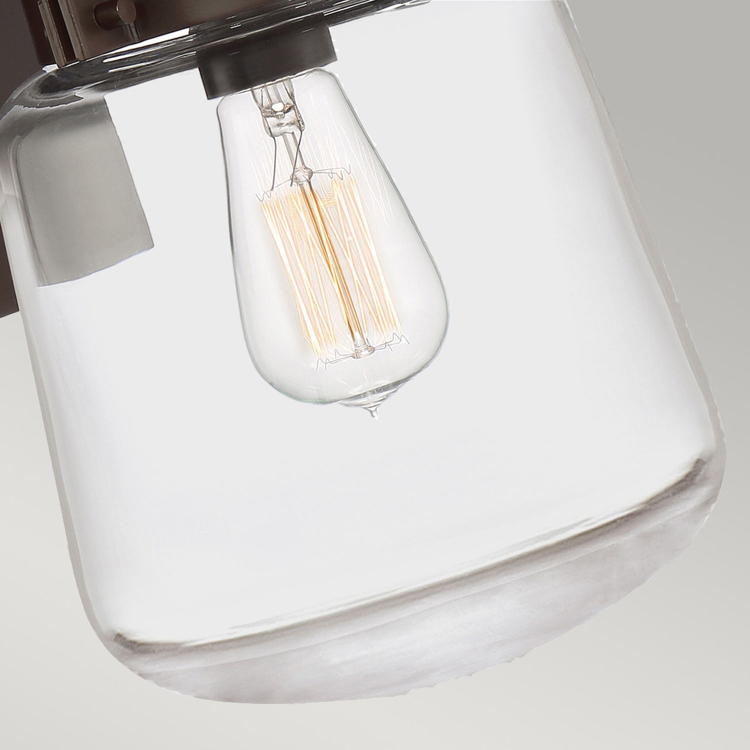 Wandlampe außen Aluminium Glas E27 IP44 H: 39,3 cm Vintage Glühbirne, Edison-Glühbirne, klar, Glasfassung, Lampenkopf
