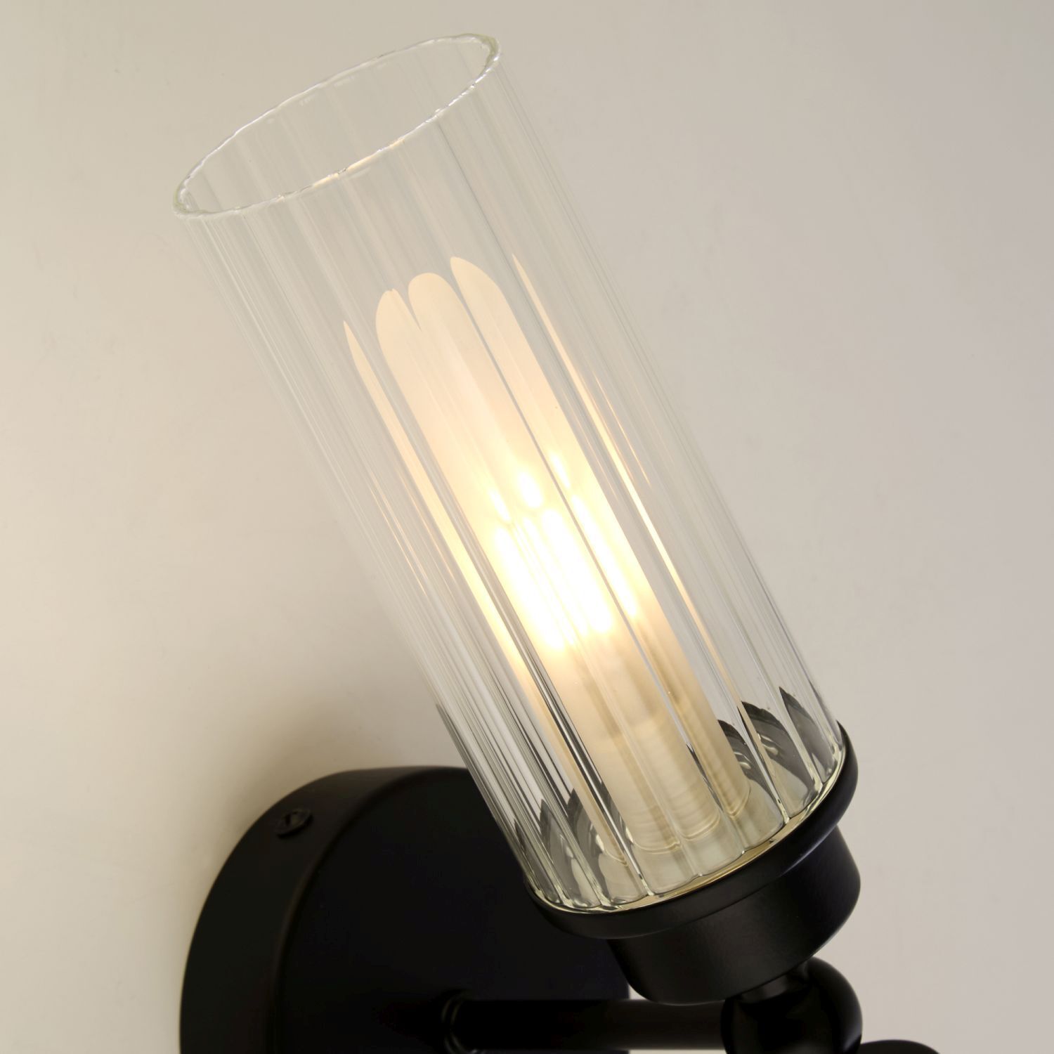 Up Down Wandleuchte Schwarz Metall Glas G9 IP44 H:37 cm