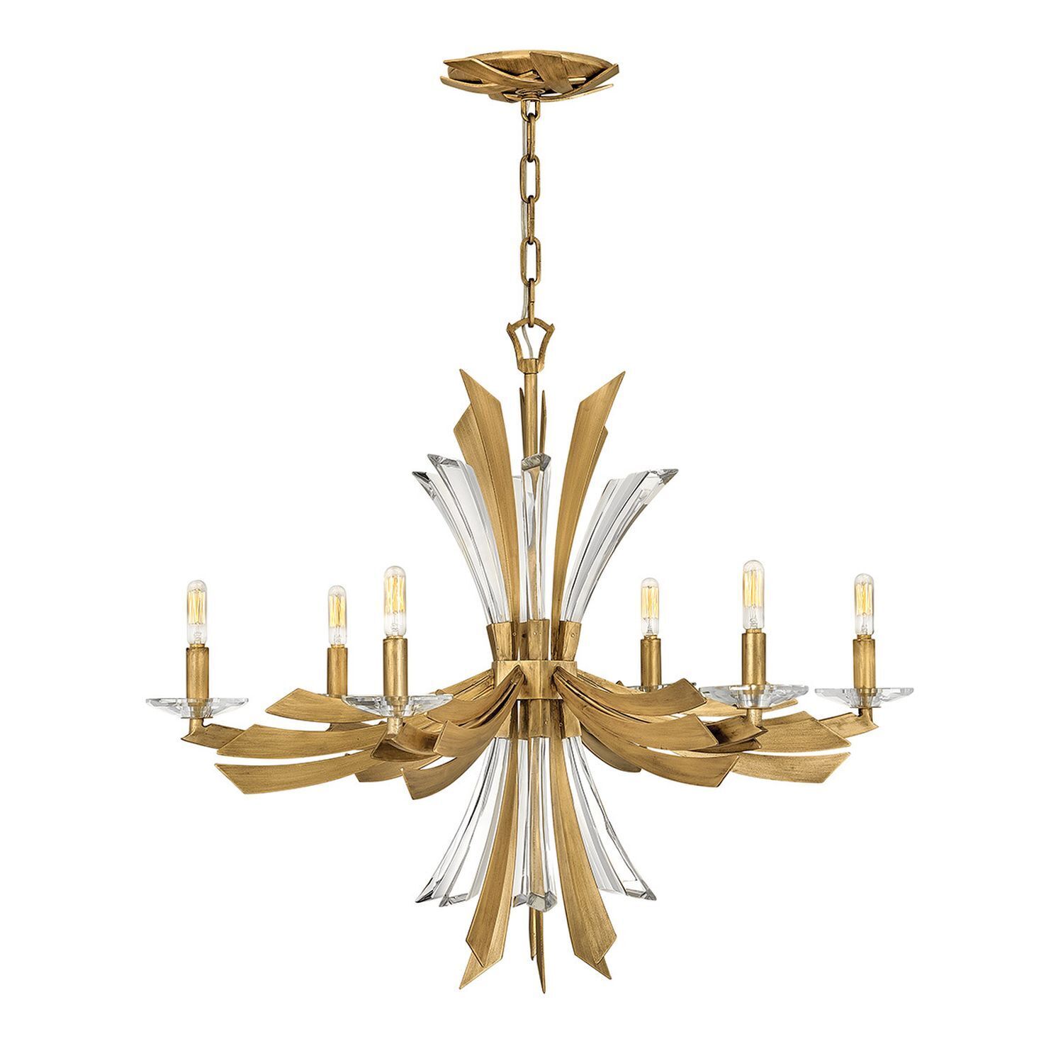 Chandelier, Gold, Kristall, Pendel, Achtarmig