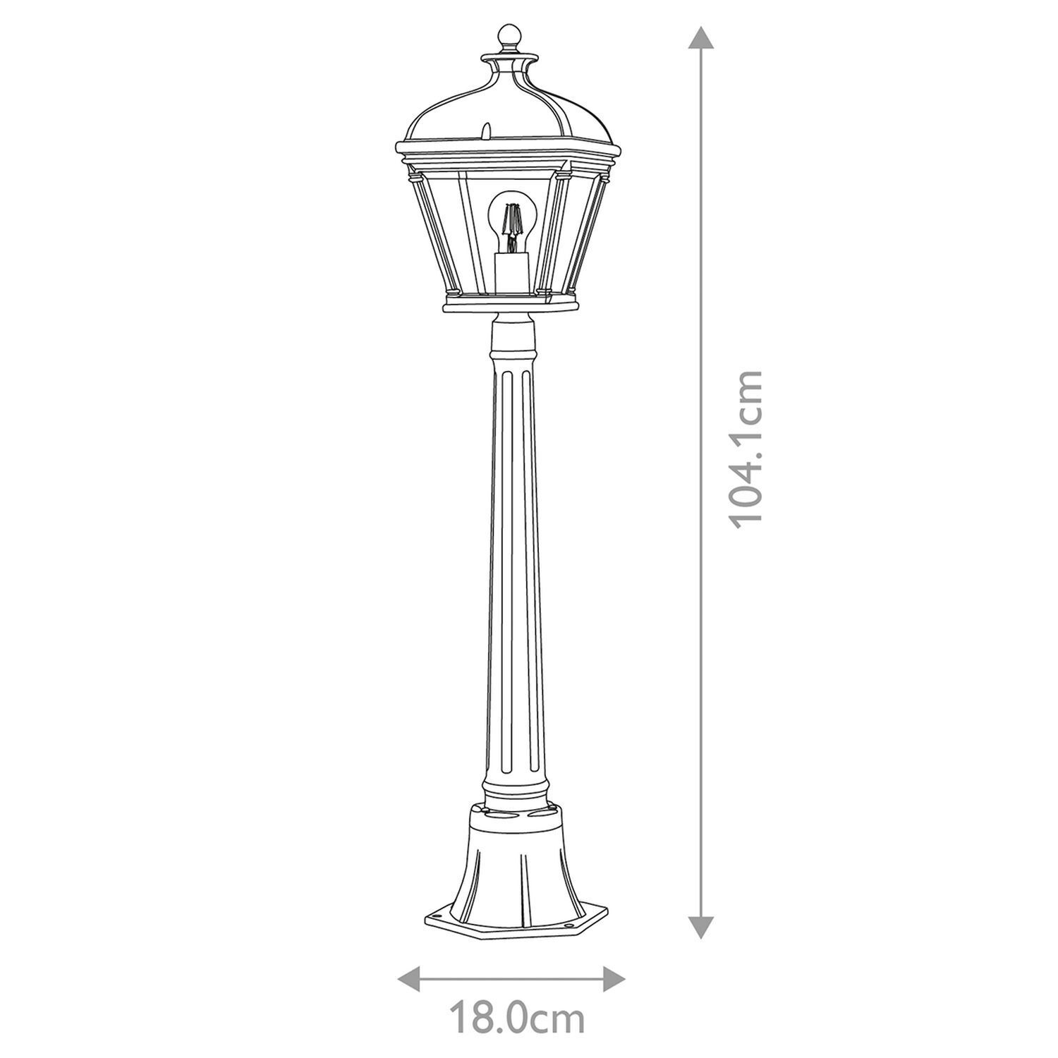 Lampe d'extérieur aluminium verre E27 IP44 hauteur 104,1 cm noir