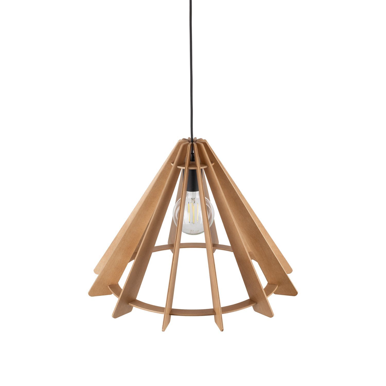 Hängeleuchte Holz E27 Ø 50 cm H: max. 160 cm verstellbar Leuchter, Lampe