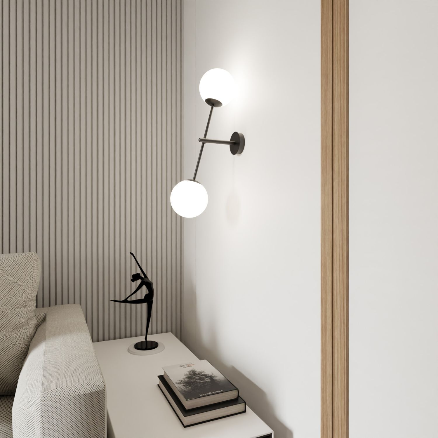 Applique métal verre pivotant H : 57 cm noir blanc E14