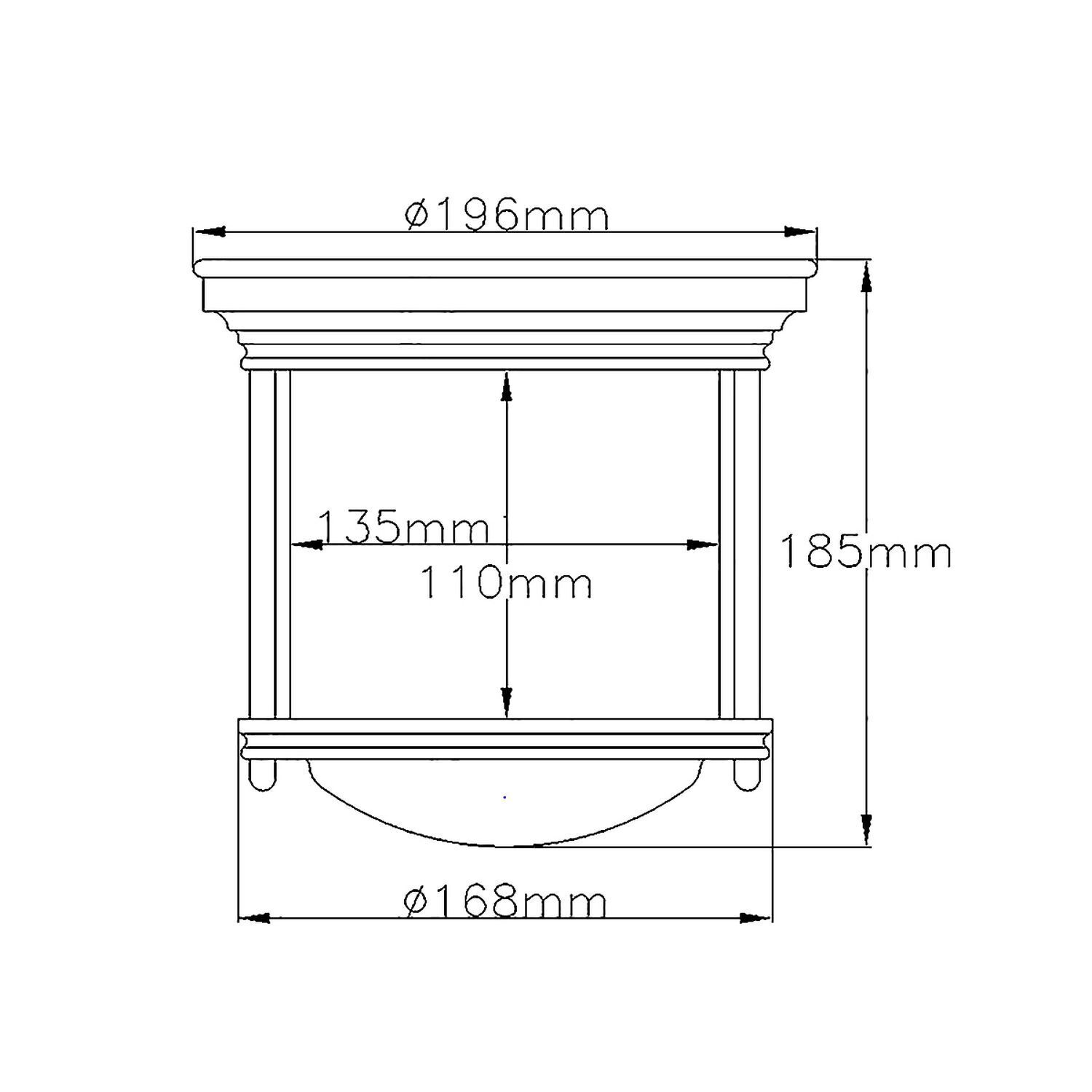 Plafonnier salle de bain verre métal E27 IP44 Ø 19,6 cm rond