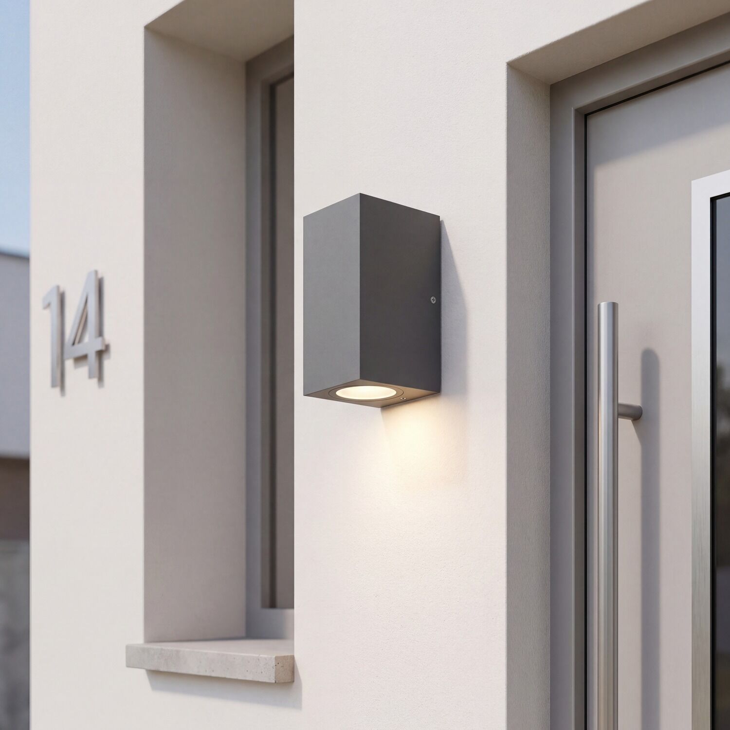 le51478-wandlampe-garten-terrasse-aussen-aluminium-glas-modern-2-flammig-gu10-ip44-grau-anthrazit-07 Außenleuchte, Wandleuchte, LED, grau, modern