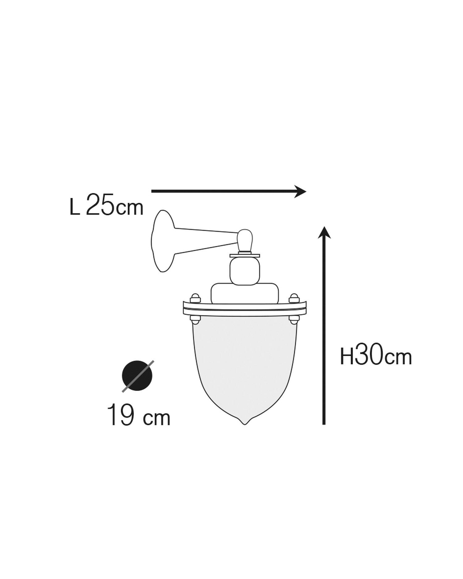 Außenwandleuchte Echt-Messing Glas 30 cm hoch IP64 E27