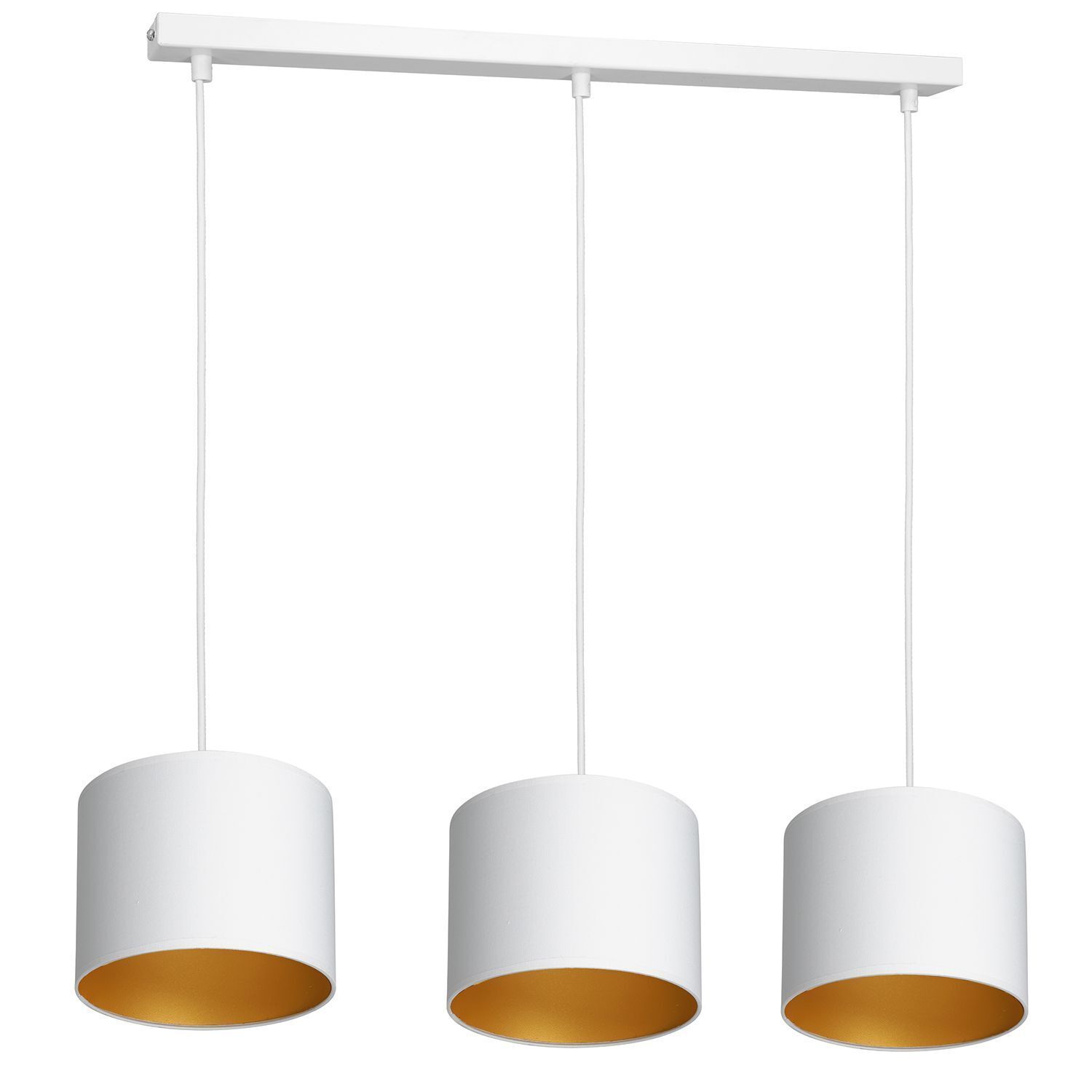 Hängelampe Weiß Gold Stoff Metall L:75 cm blendarm Lampe, Kronleuchter
