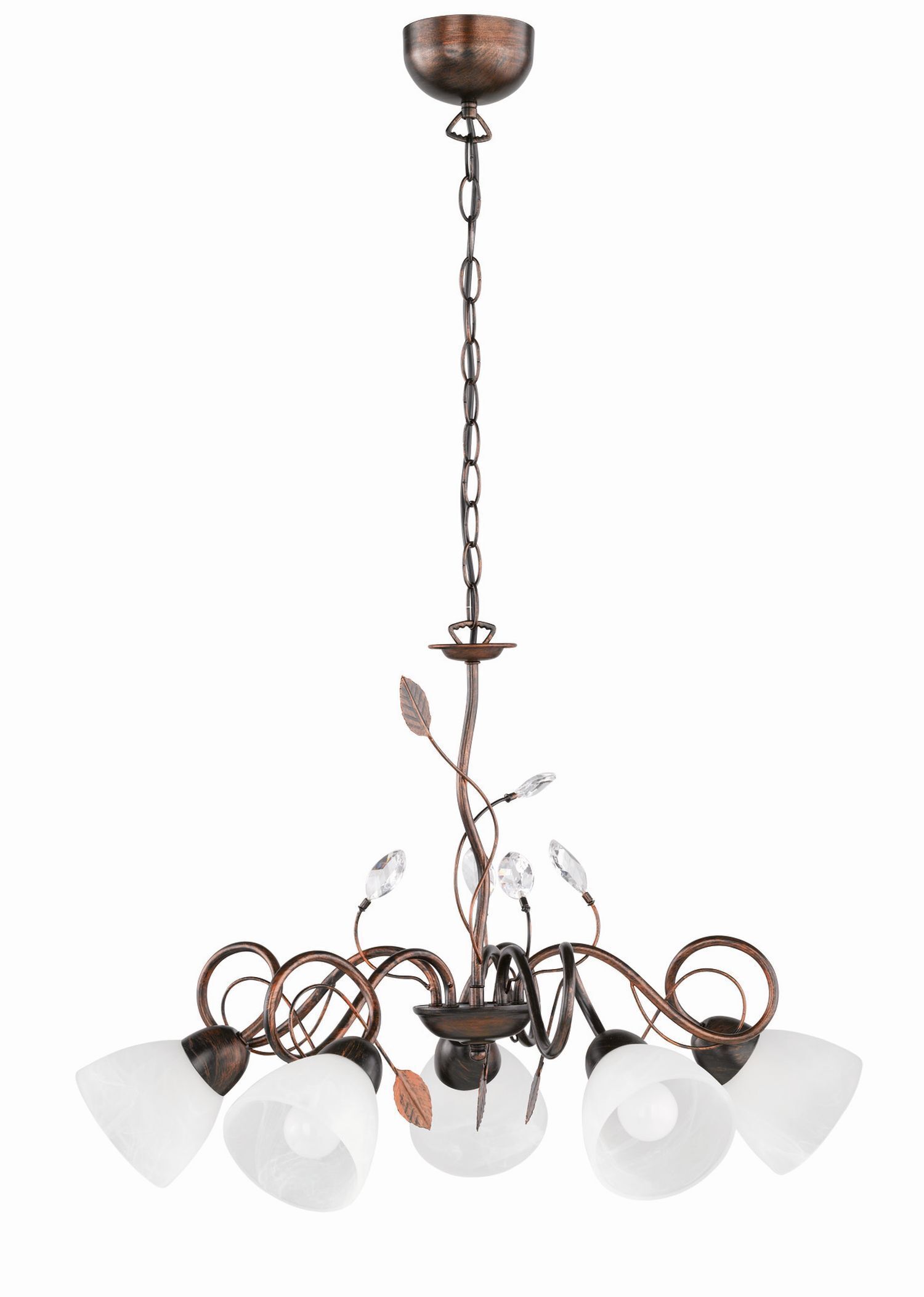 Florale Hängeleuchte Metall Glas 5-flammig Rost Antik Leuchter, Lampe