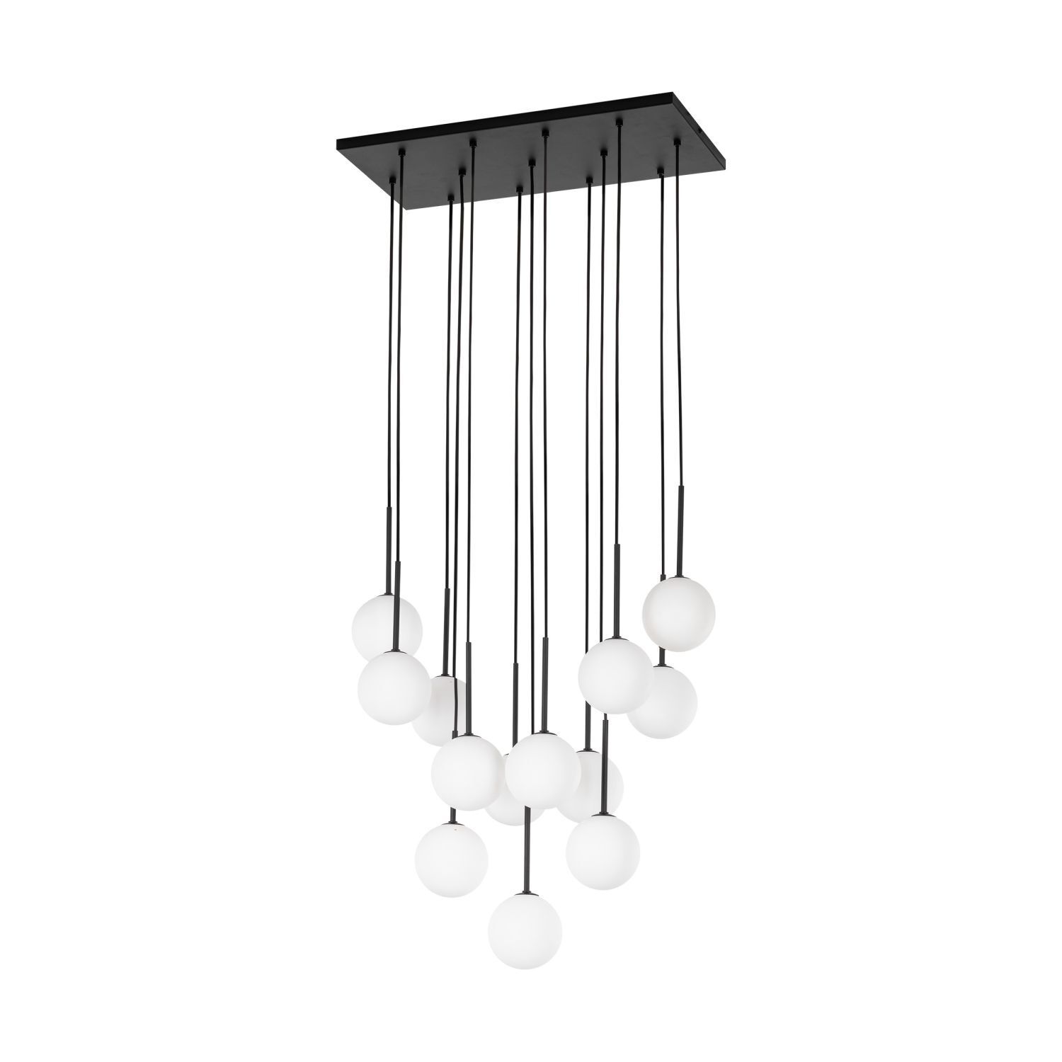 Suspension Boule Verre Métal L : 60 cm Noir Blanc 13x G9
