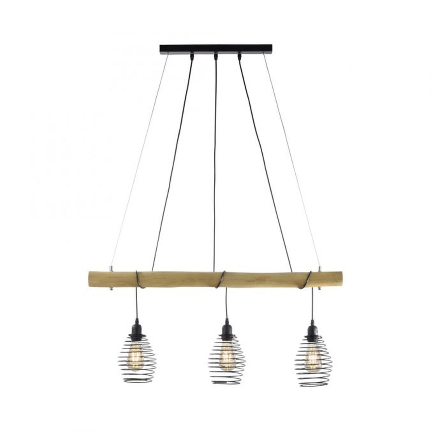 Suspensions E27 90 cm Noir Naturel Vintage Leuchter, Lampe