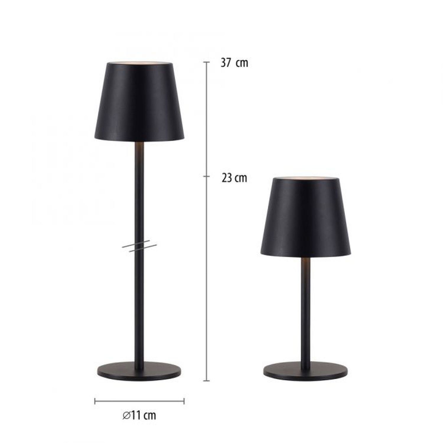 Lampe de table LED rechargeable Métal IP54 Touch Variation 320 lm