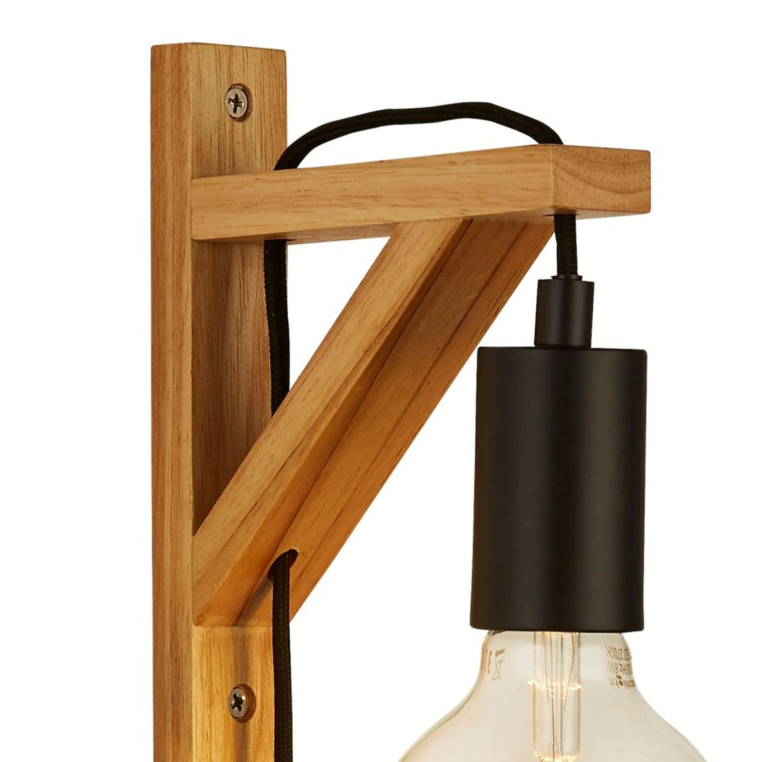 Lampe de chambre d'enfant murale avec interrupteur fiche E27 bois