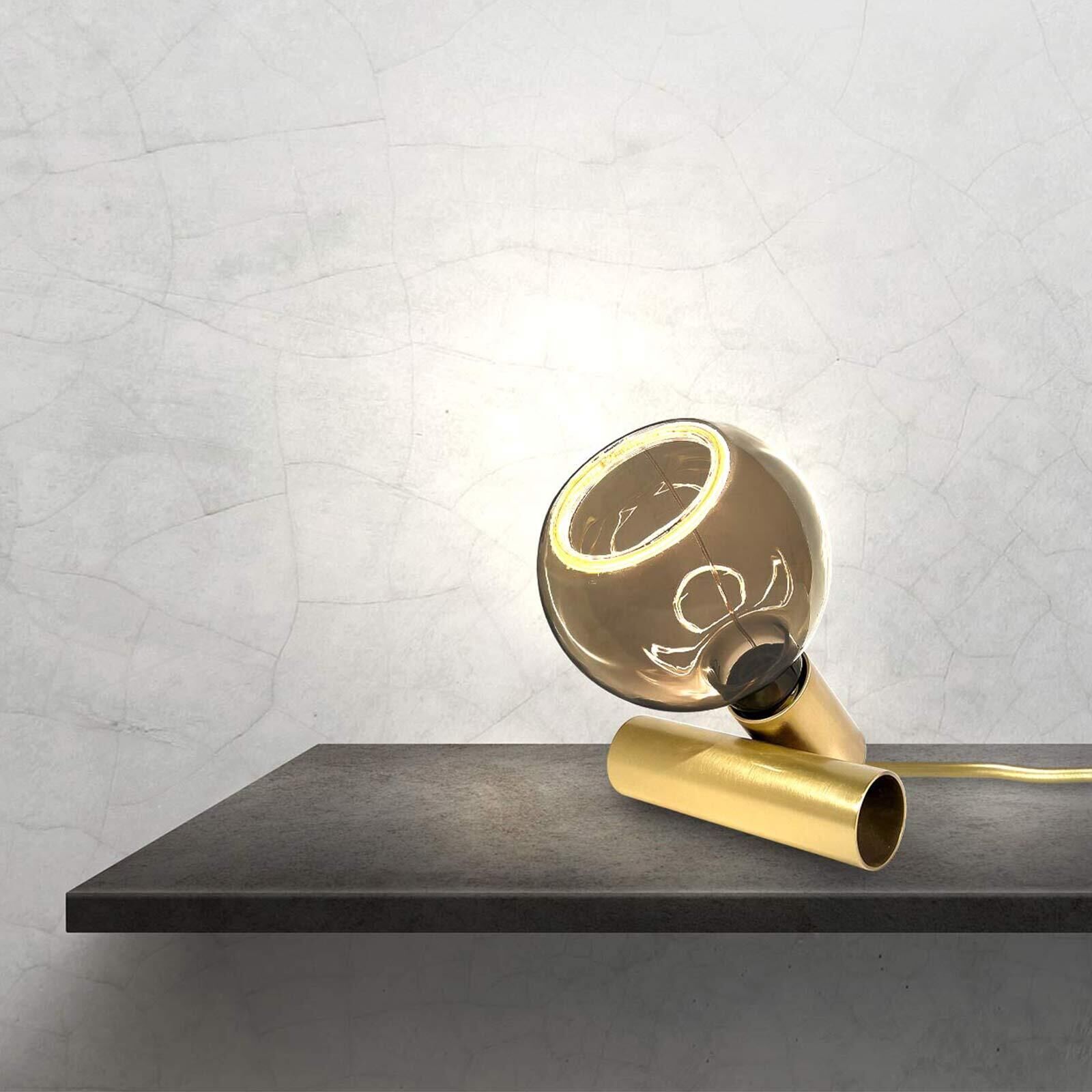 Tischleuchte klein H: 8 cm Echt-Messing E27 in Bronze hell Band