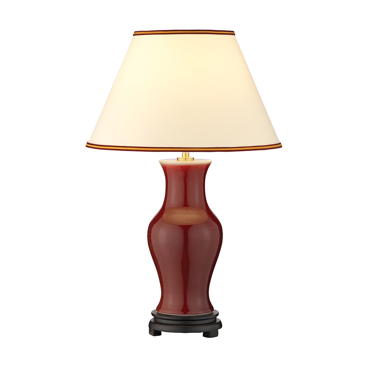 Lampe de table Porcelaine 56 cm Rouge Ecru E27 Abat-jour en tissu