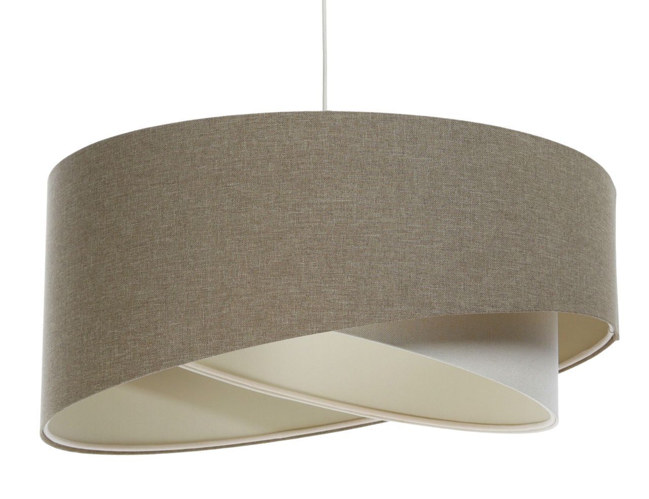 Hängelampe E27 rund D: 40 cm Braun Creme Stoff Boho Lampe, Lampenschirm