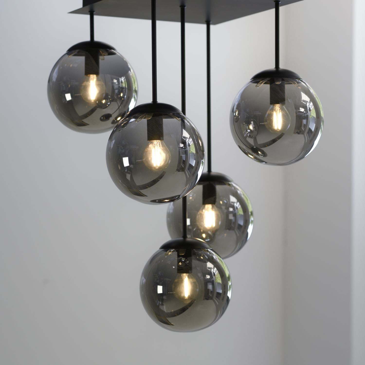 Plafonnier confortable métal verre fumé L:39 cm E14 Leuchter, Lampe, Leuchte, Beleuchtung