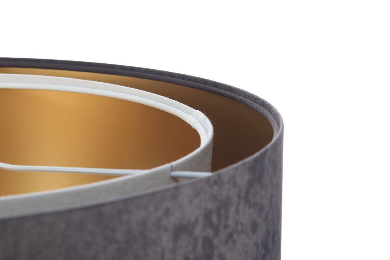 Suspension tissu gris foncé or E27 rond Ø 50 cm Lampe, Lampenschirm