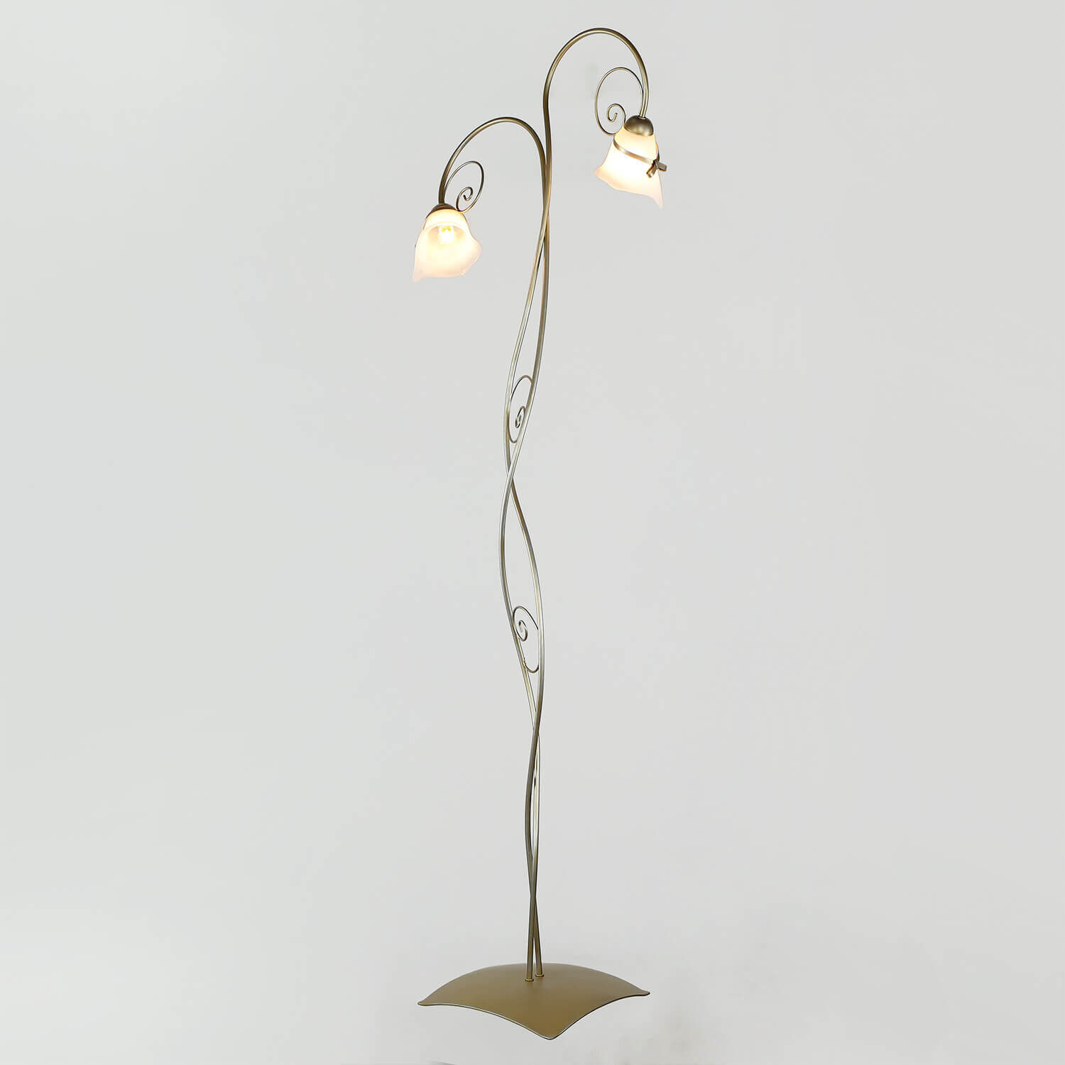 Florale Stehlampe Wohnzimmer in Gold Alabaster Glas