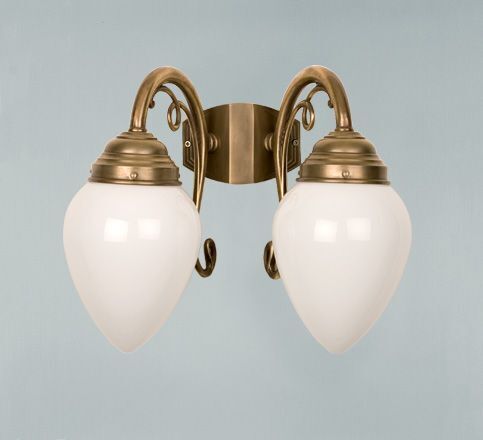Applique 2 flammes laiton verre P:23 cm E27 ornements