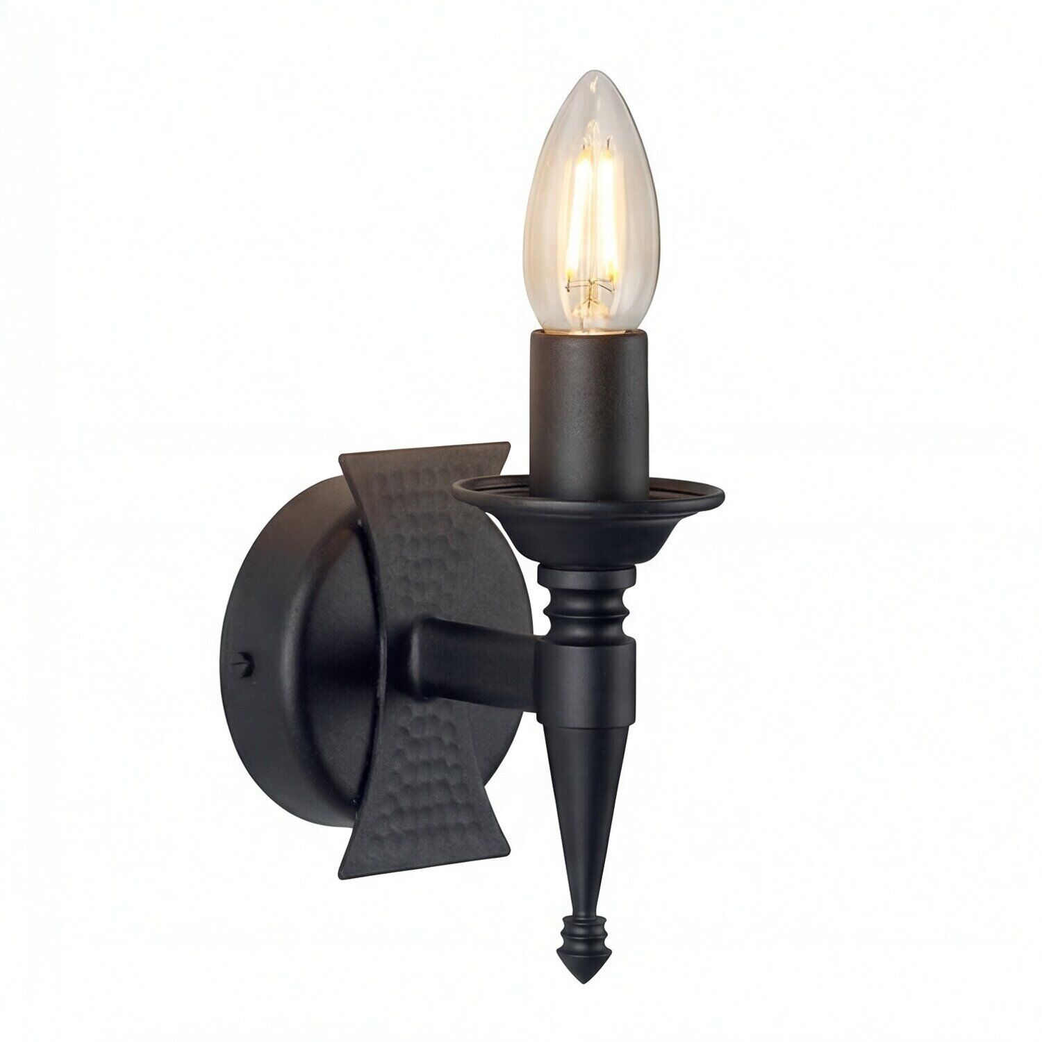 Wandleuchte Schwarz Schmiedeeisen Rustikal B:10 cm E14