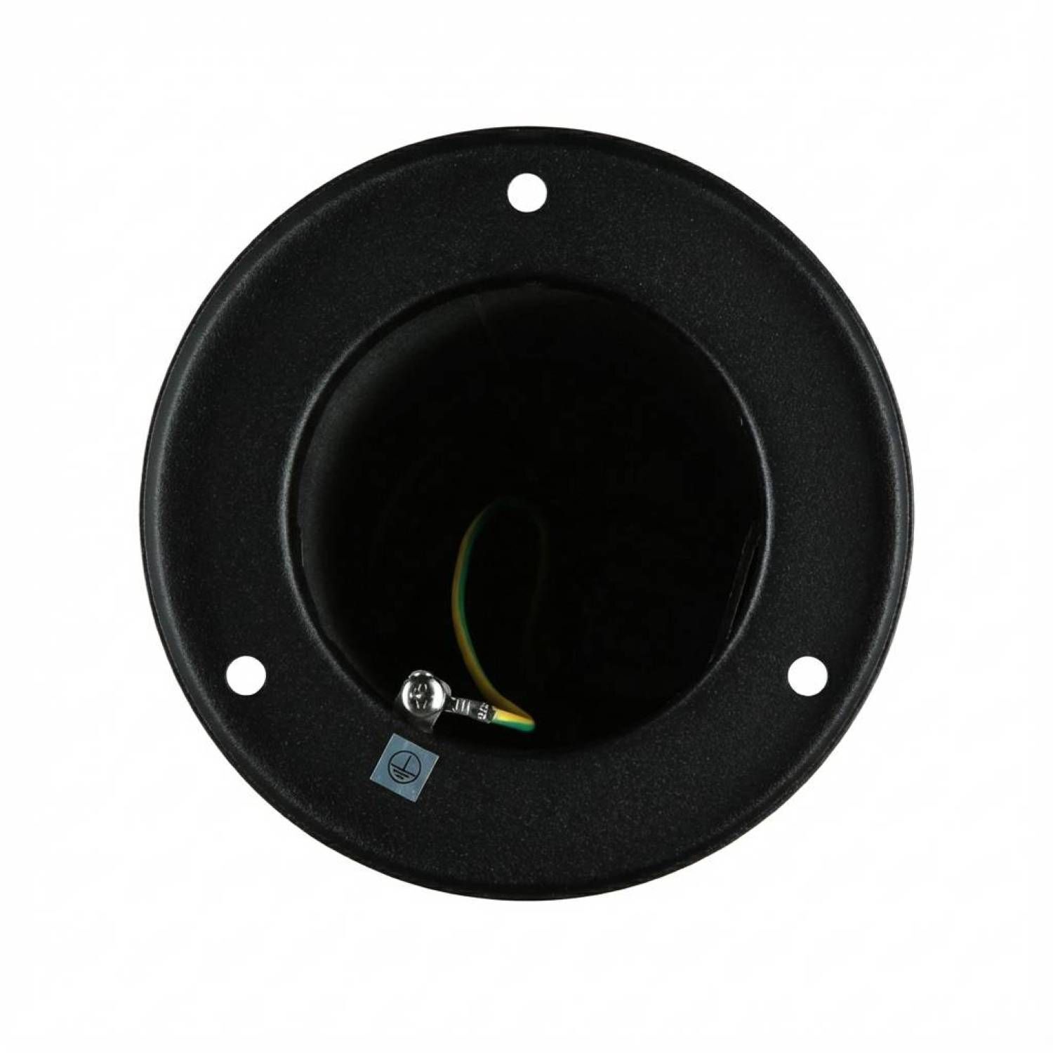 Pollerleuchte Edelstahl 80 cm E27 IP44 Lautsprecher, Montageöffnung, Lautsprecherflansch, Verkabelung, schwarz rund