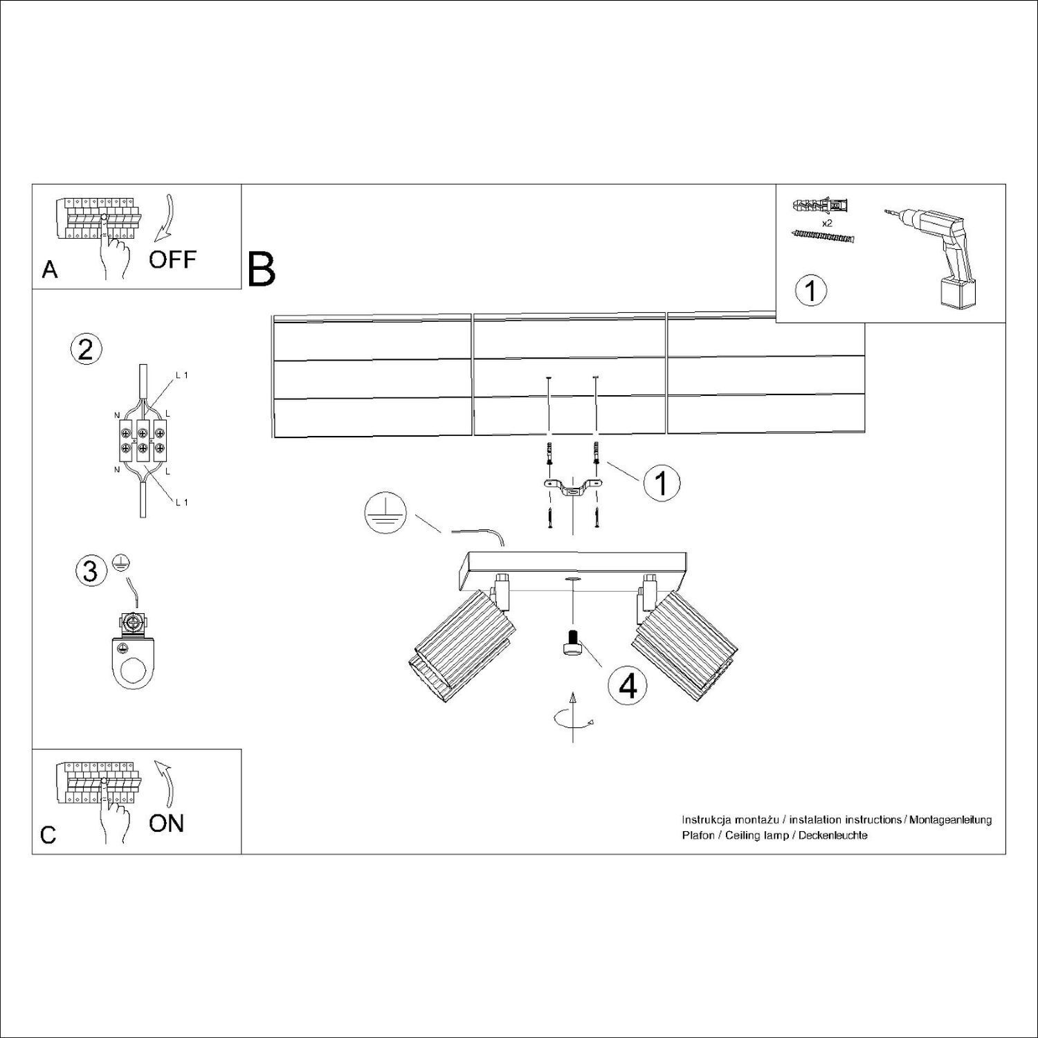 Deckenleuchte Modern 4-flammig GU10 B: 25 cm klein schwenkbar
