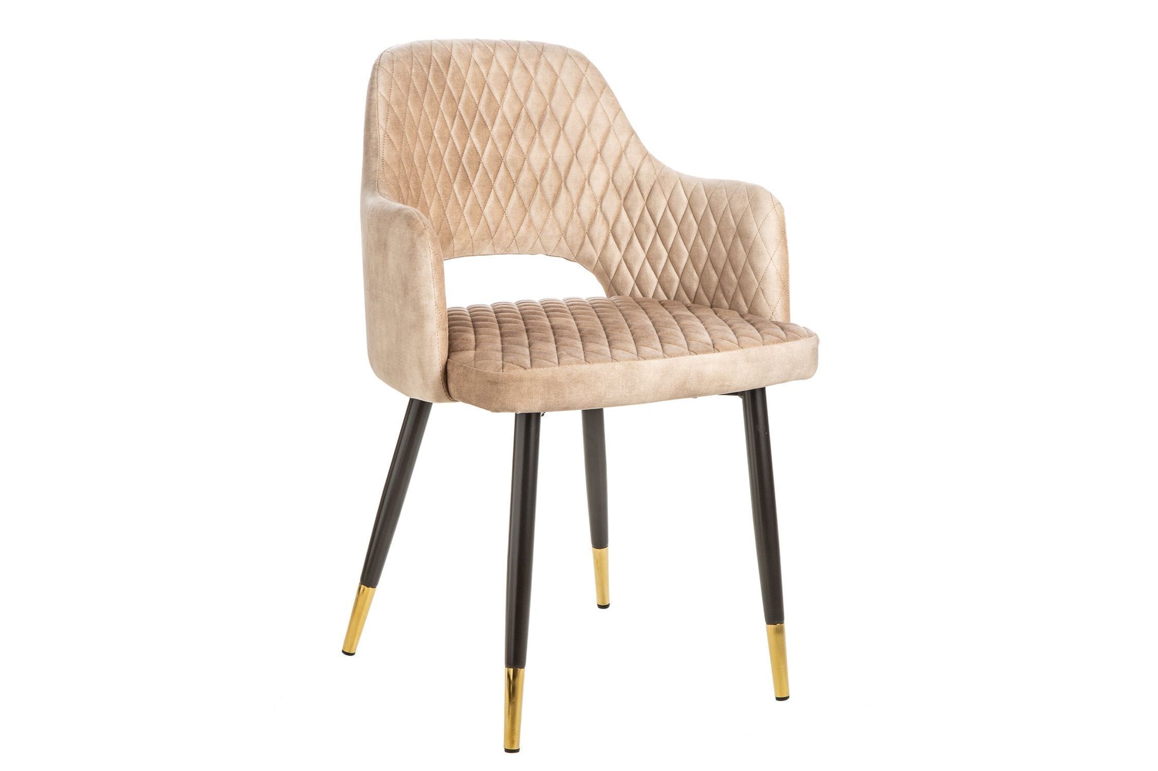 Chaise de salle à manger avec accoudoirs velours gris noir or