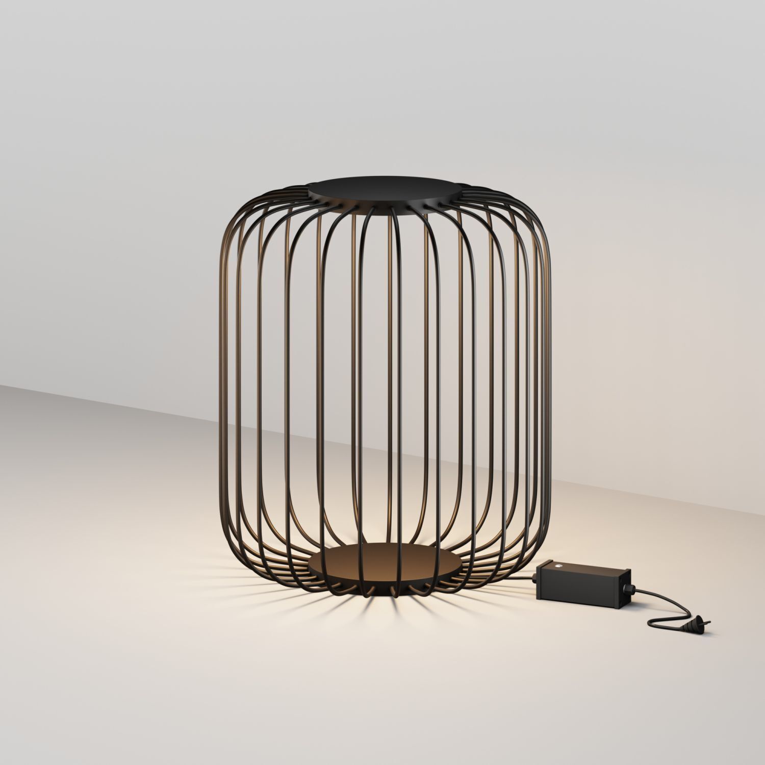 tischlampe, metallrahmen, rund, leuchte, stromkabel