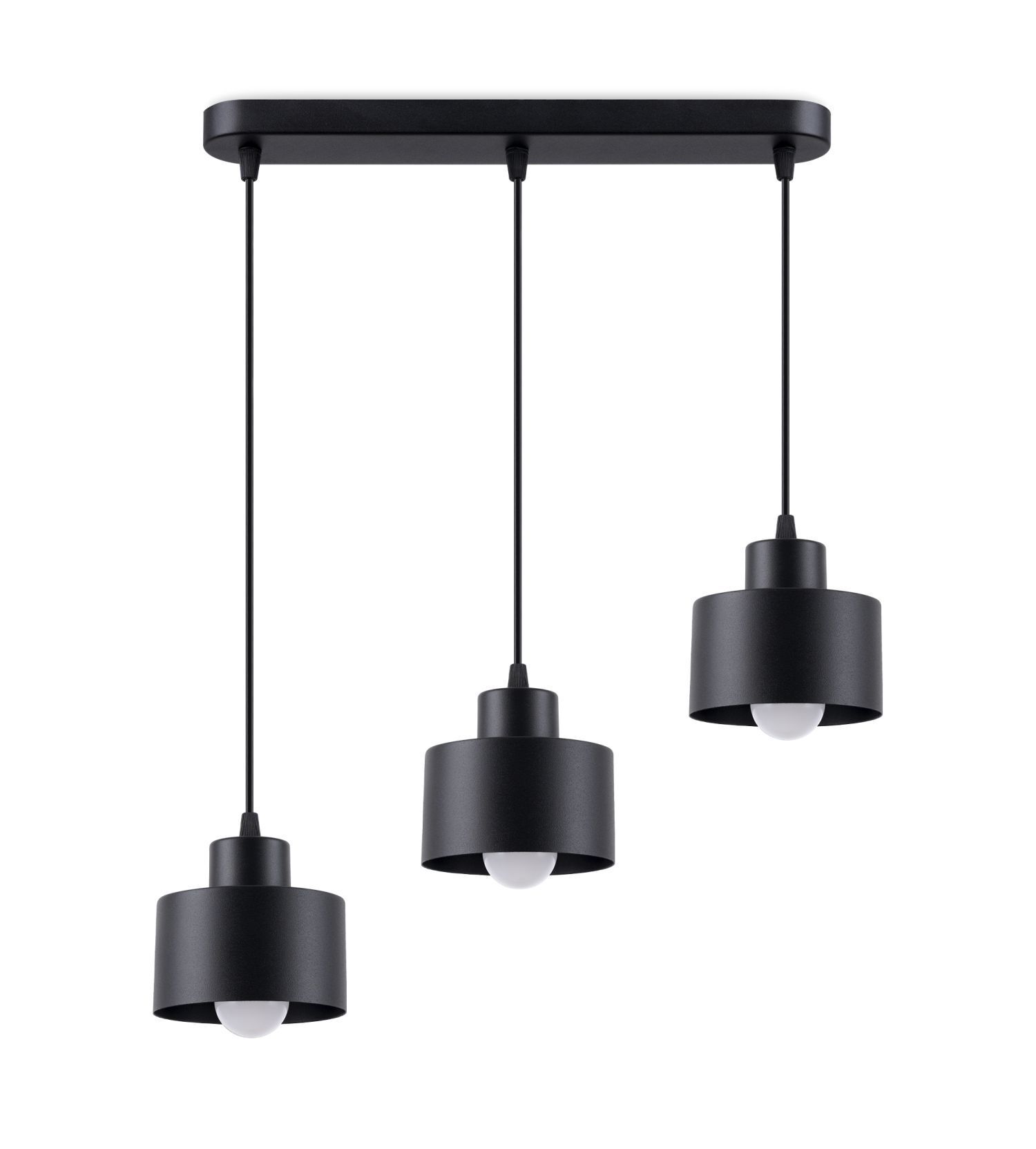 de, pendant lamp, hängende lampe, drei-licht, schwarz, metall