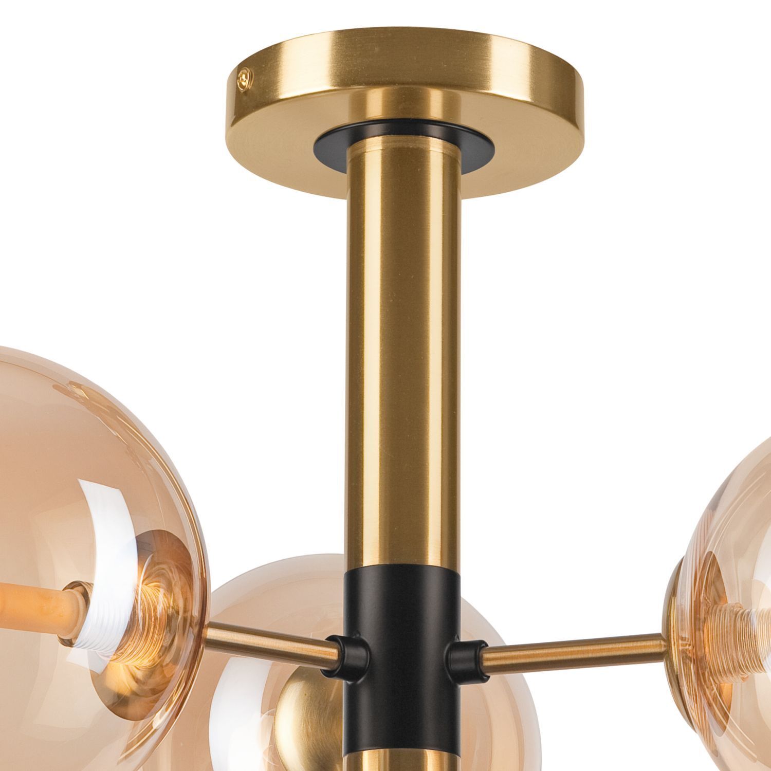 Deckenlampe 3-flammig in Gold Metall Glas G9 L:36 cm Leuchter, Lampe, Leuchte