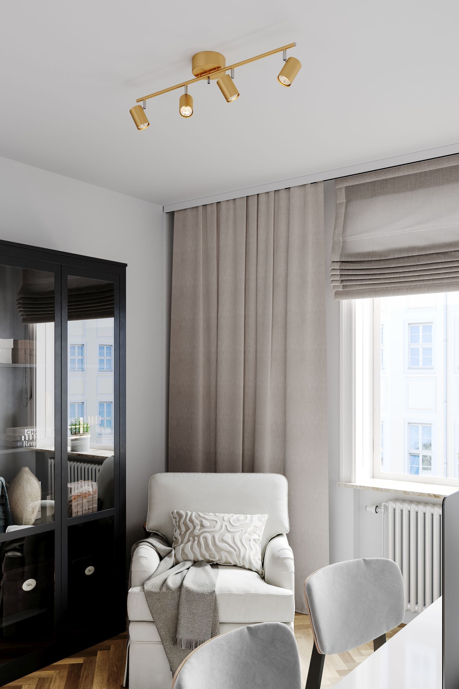 Deckenstrahler GU10 4-flammig länglich 83 cm in Gold deckenleuchte, spotleuchte, goldfarben, raumbeleuchtung, wohnzimmer