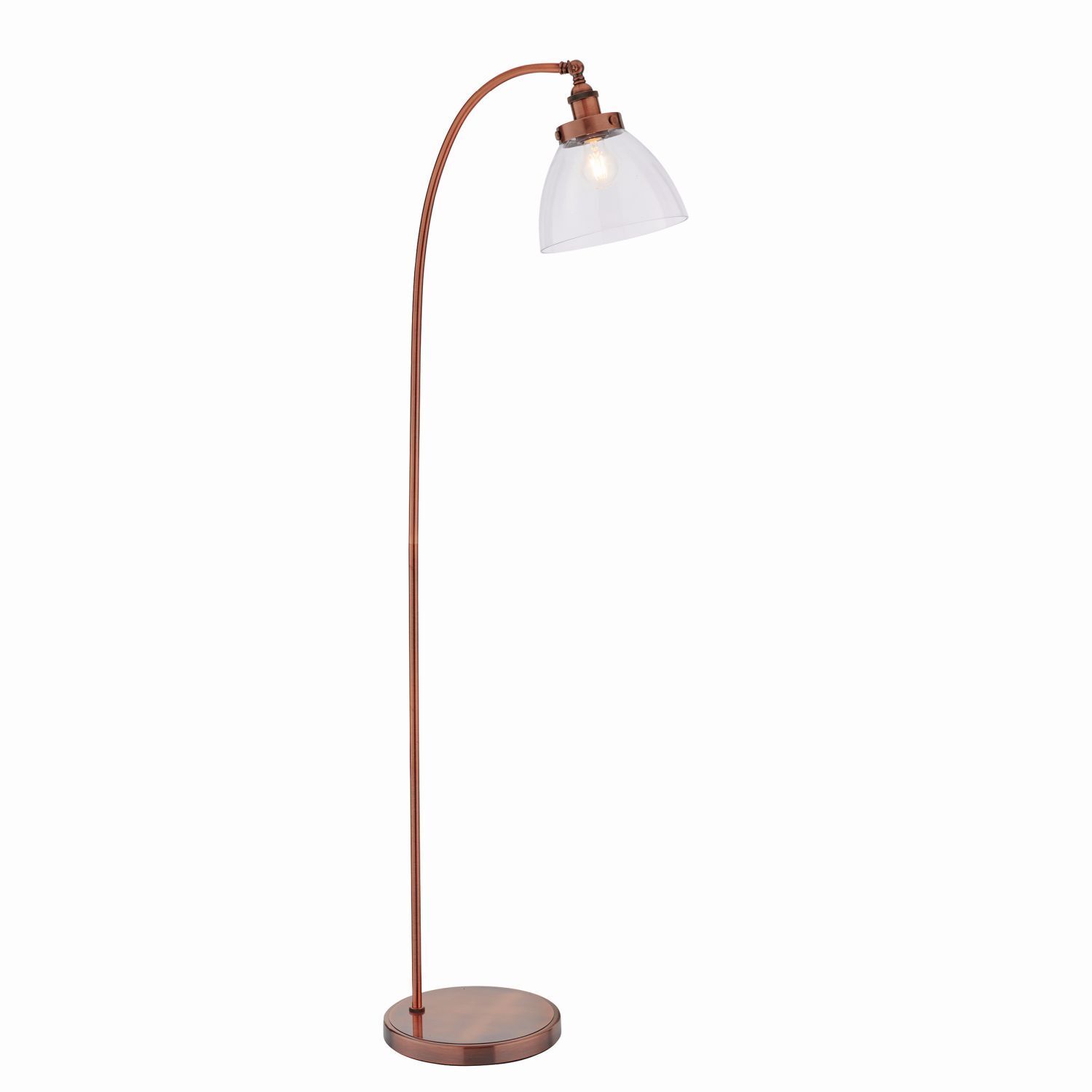 Lampadaire métal verre 152 cm en cuivre antique industriel E27