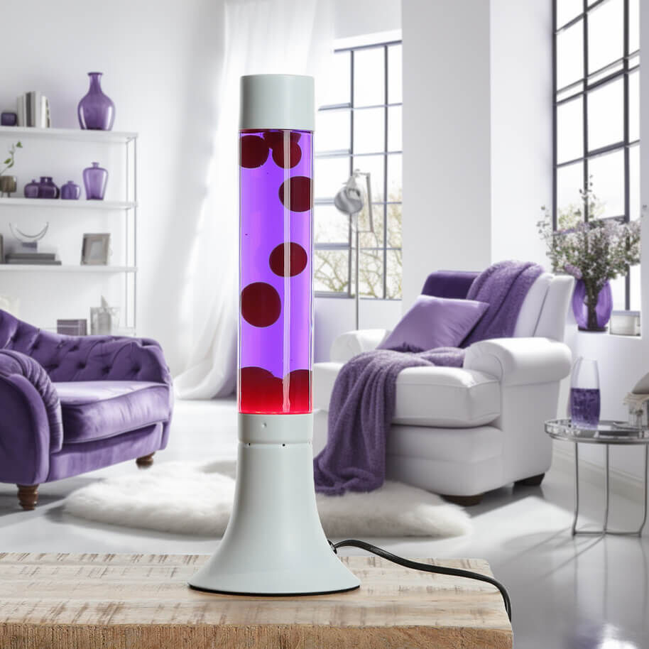 Lampe à lave éclatante YVONNE Rouge Violet Blanc H:38cm