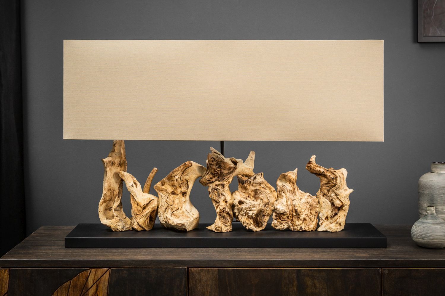 Treibholz Tischlampe PECIOS Modern Design Unikat Holz, Lampe, Tischlampe, Drinnen, Innenarchitektur