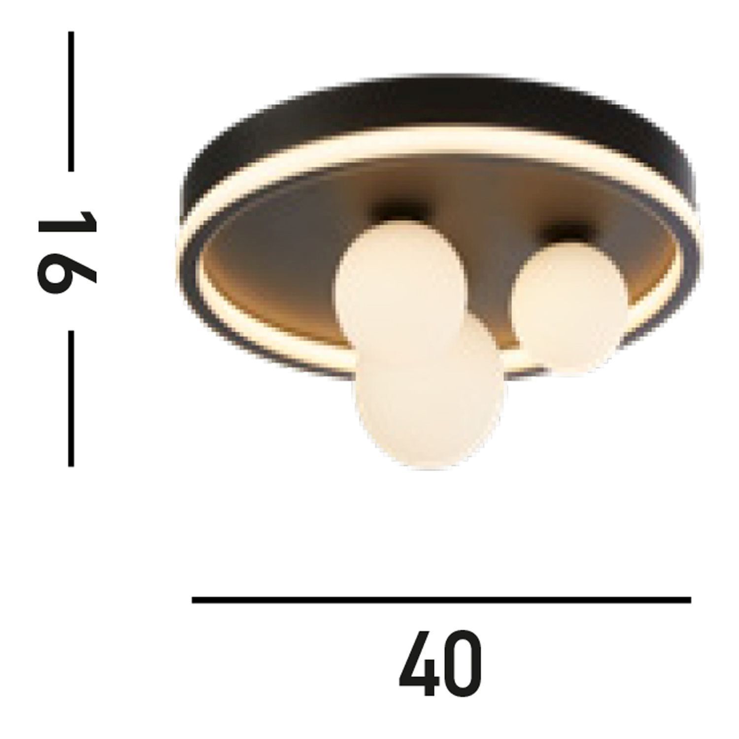 LED Deckenleuchte Schwarz Weiß Metall Glaskugeln Ø40 cm deckenleuchte, zimmerlampe, rund, metallic, innenbeleuchtung