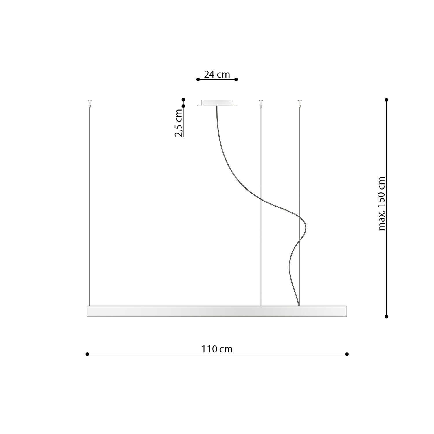 Grand lustre à LED Ø 110 cm 4000 K Noir Anneau