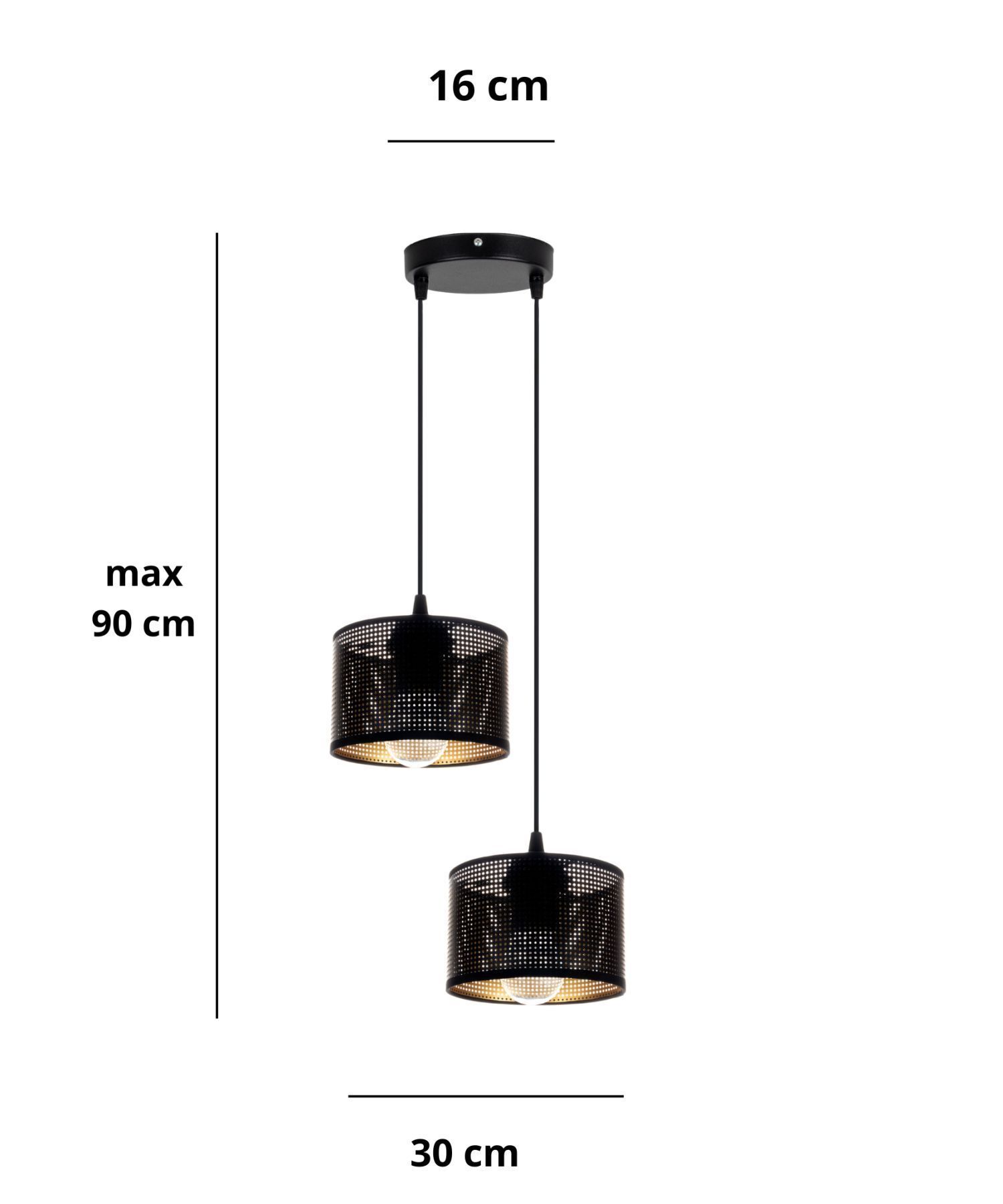 Lampe à suspendre métal Loft 2flmg E27 L:30 cm noir or Lampe, Deckenleuchte, Leuchte