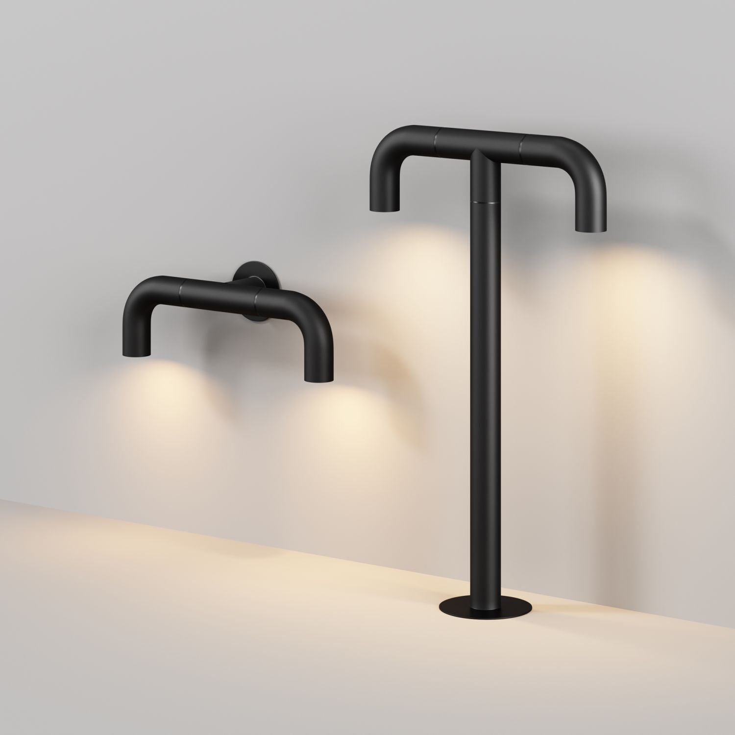 Wandarmatur, Wandlampe, Badezimmerlicht, Urbanes Design, Schwarz matt