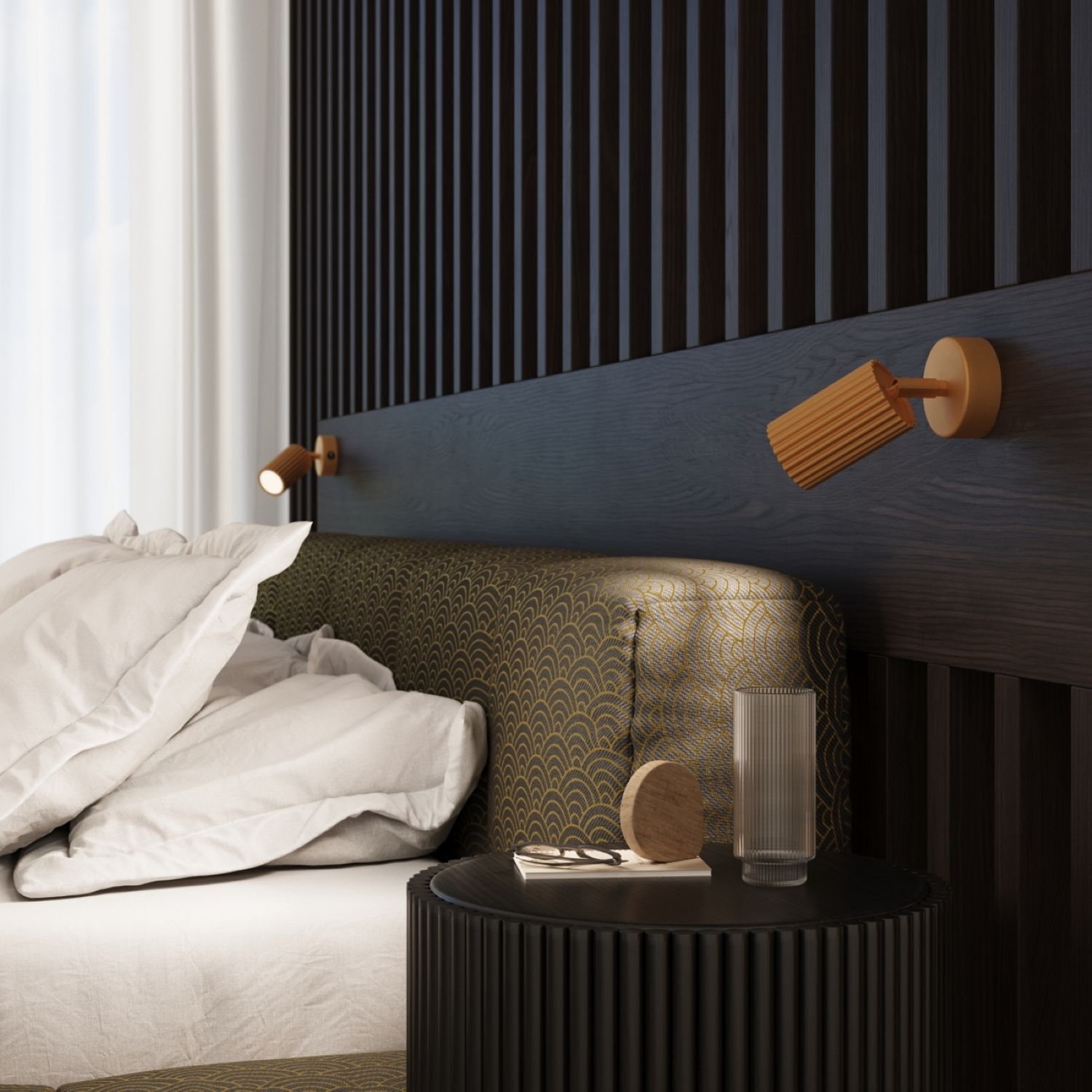 Lampe de lecture pivotante murale GU10 L : 8 cm petite en or en alu Drinnen, Innenarchitektur, Kissen, Dekoration für Zuhause, Holzpaneele