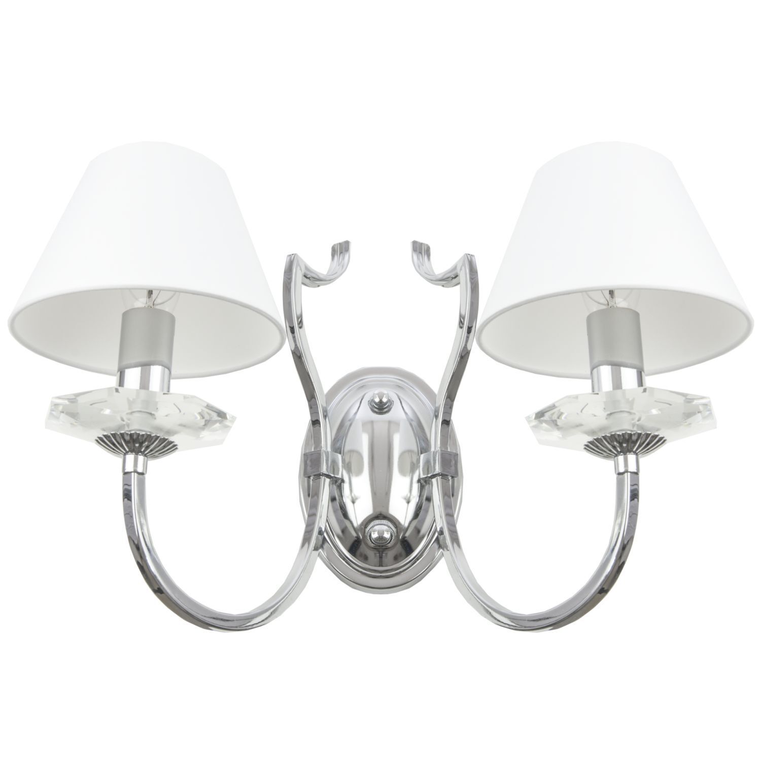 Wandlampe, Zweiflammig, Chrom, Kristall, Schirmlampen